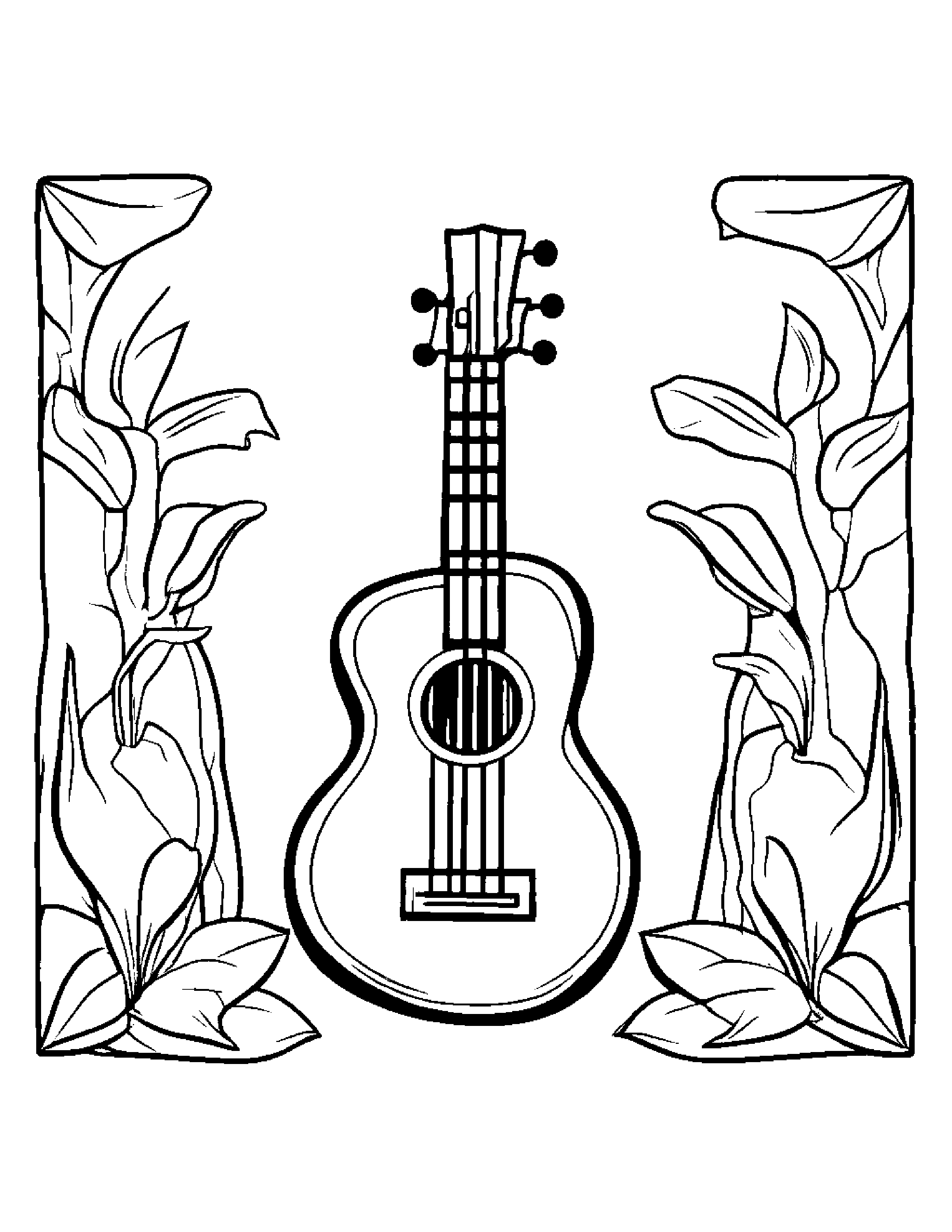 Happy Ukulele Coloring Page (Free Printable PDF)