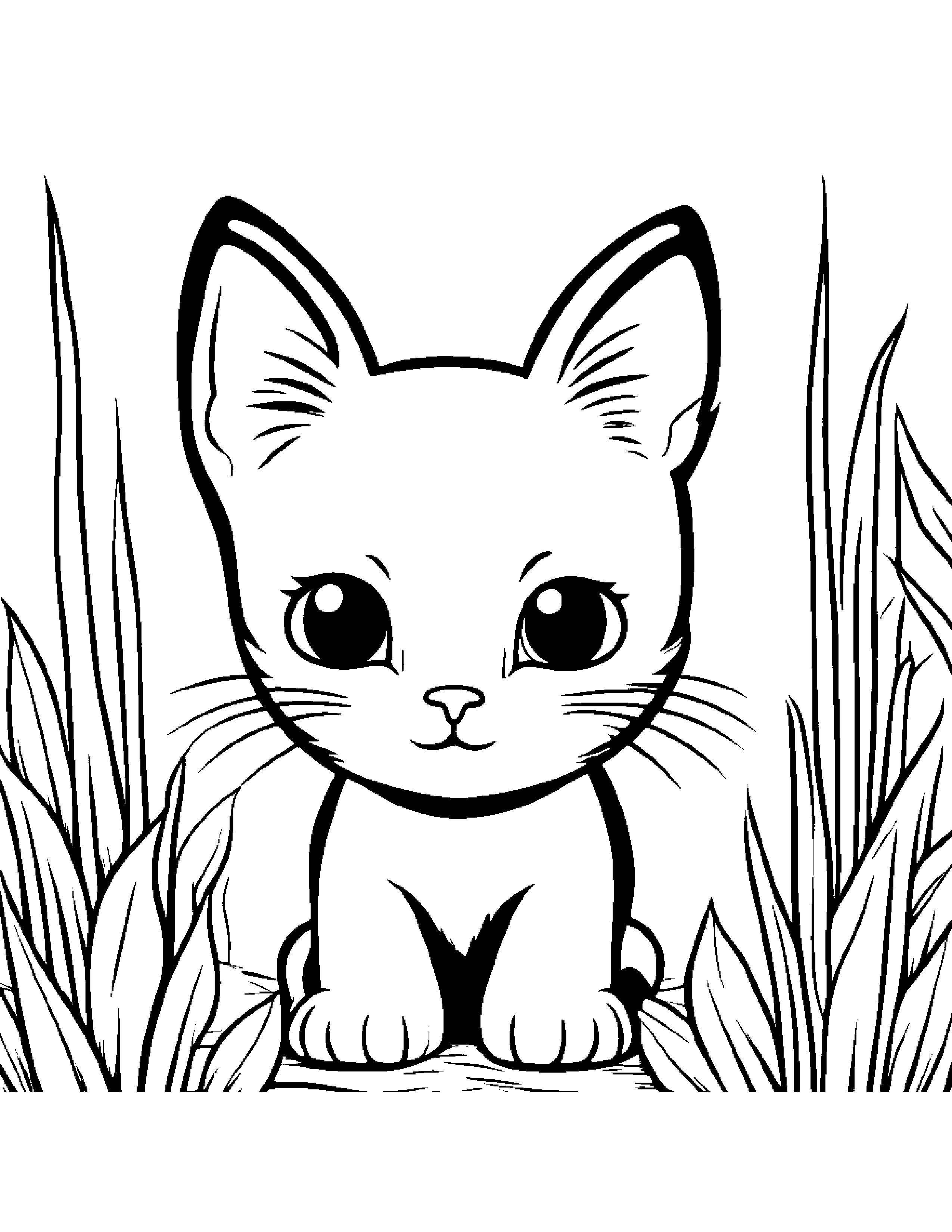 Kitty Playing Peekaboo #2 Coloring Page (Free Printable PDF)