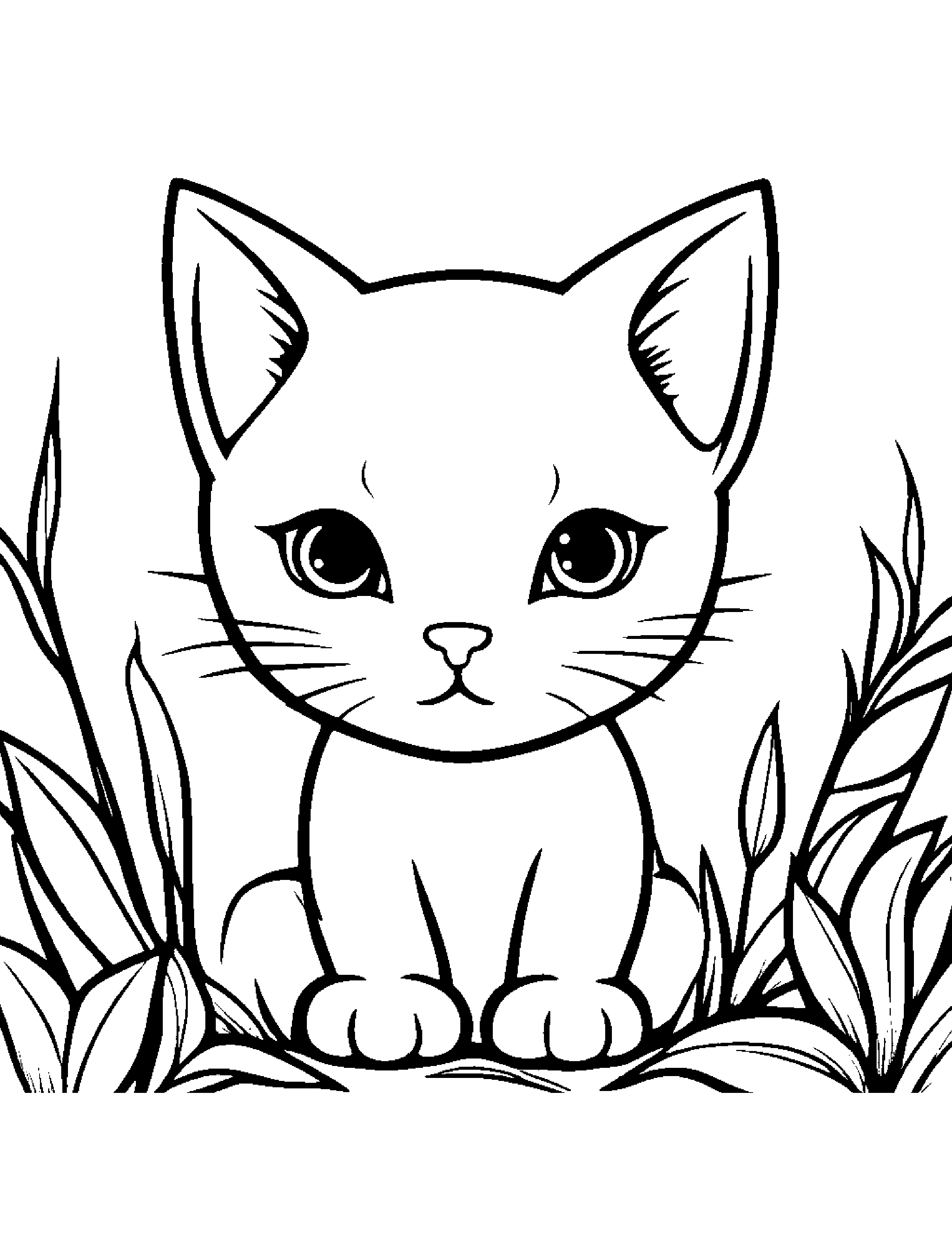 Kitty Playing Peekaboo #3 Coloring Page (Free Printable PDF)