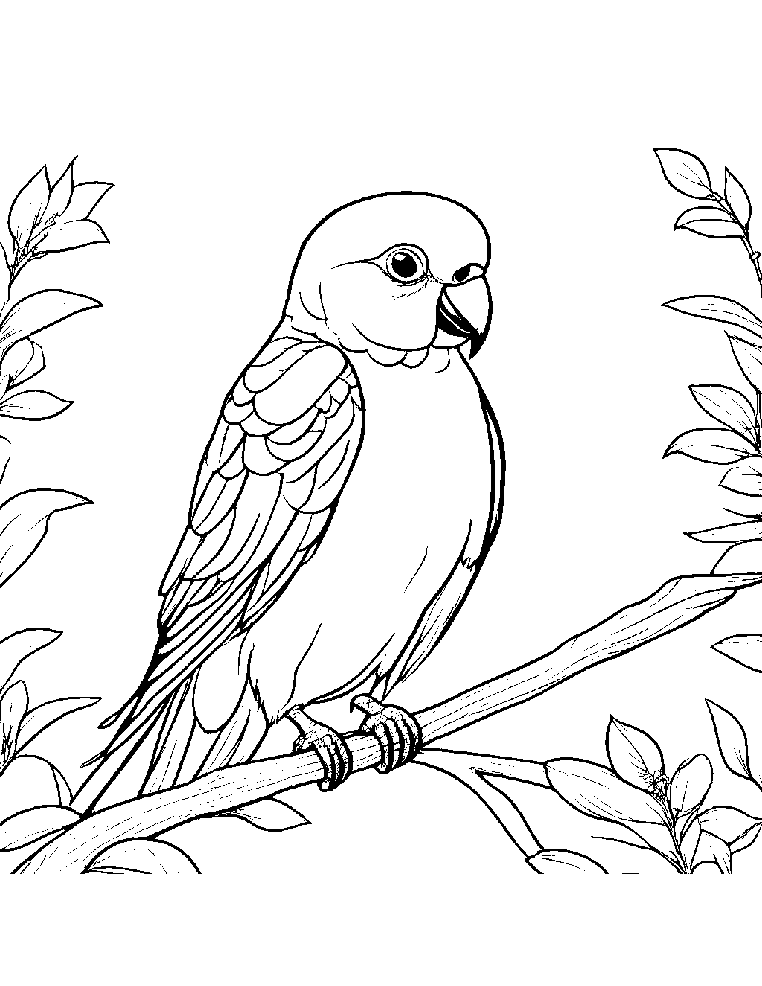 Parakeet With A Tiny Bow #3 Coloring Page (Free Printable PDF)