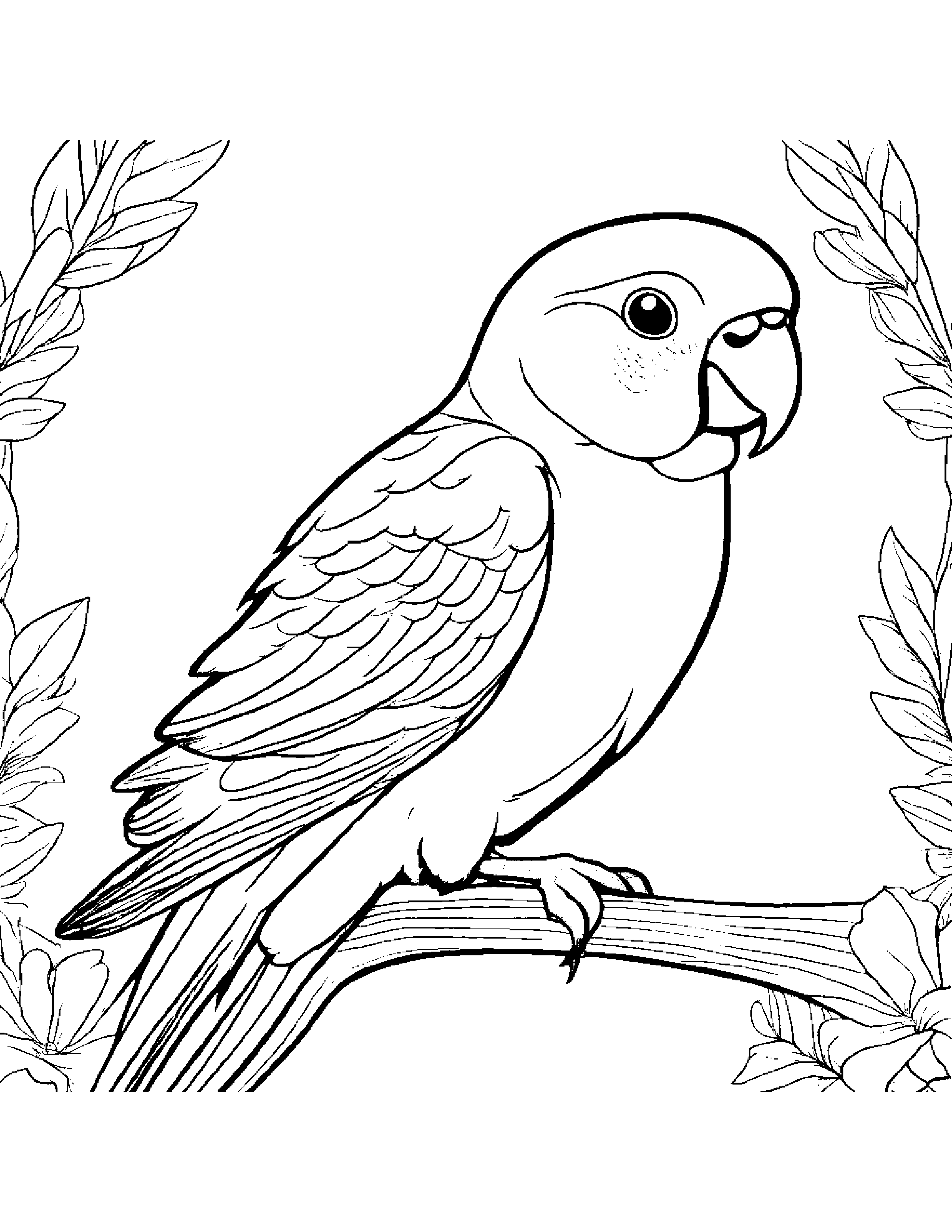 Parakeet With A Tiny Bow #4 Coloring Page (Free Printable PDF)