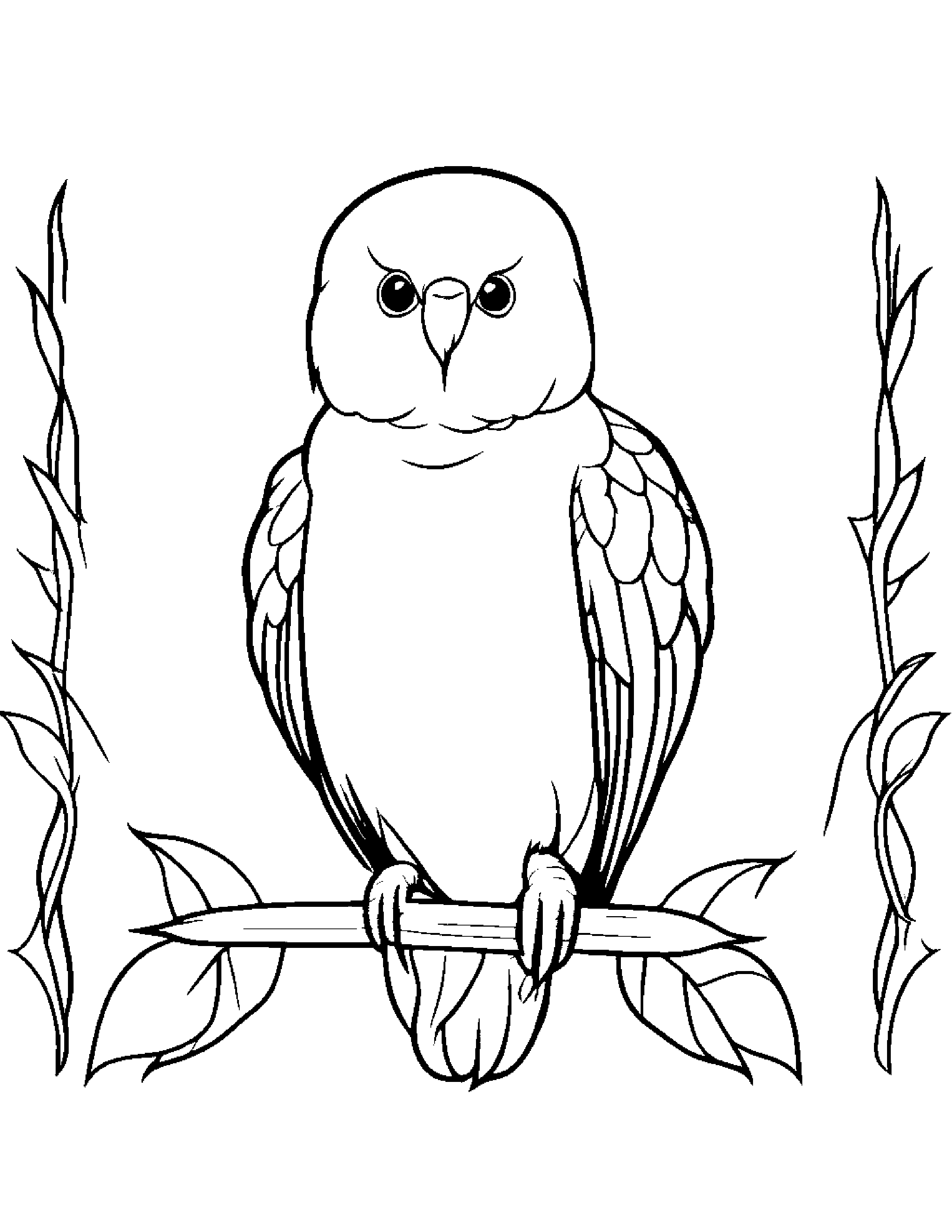 Parakeet With A Tiny Bow Coloring Page (Free Printable PDF)