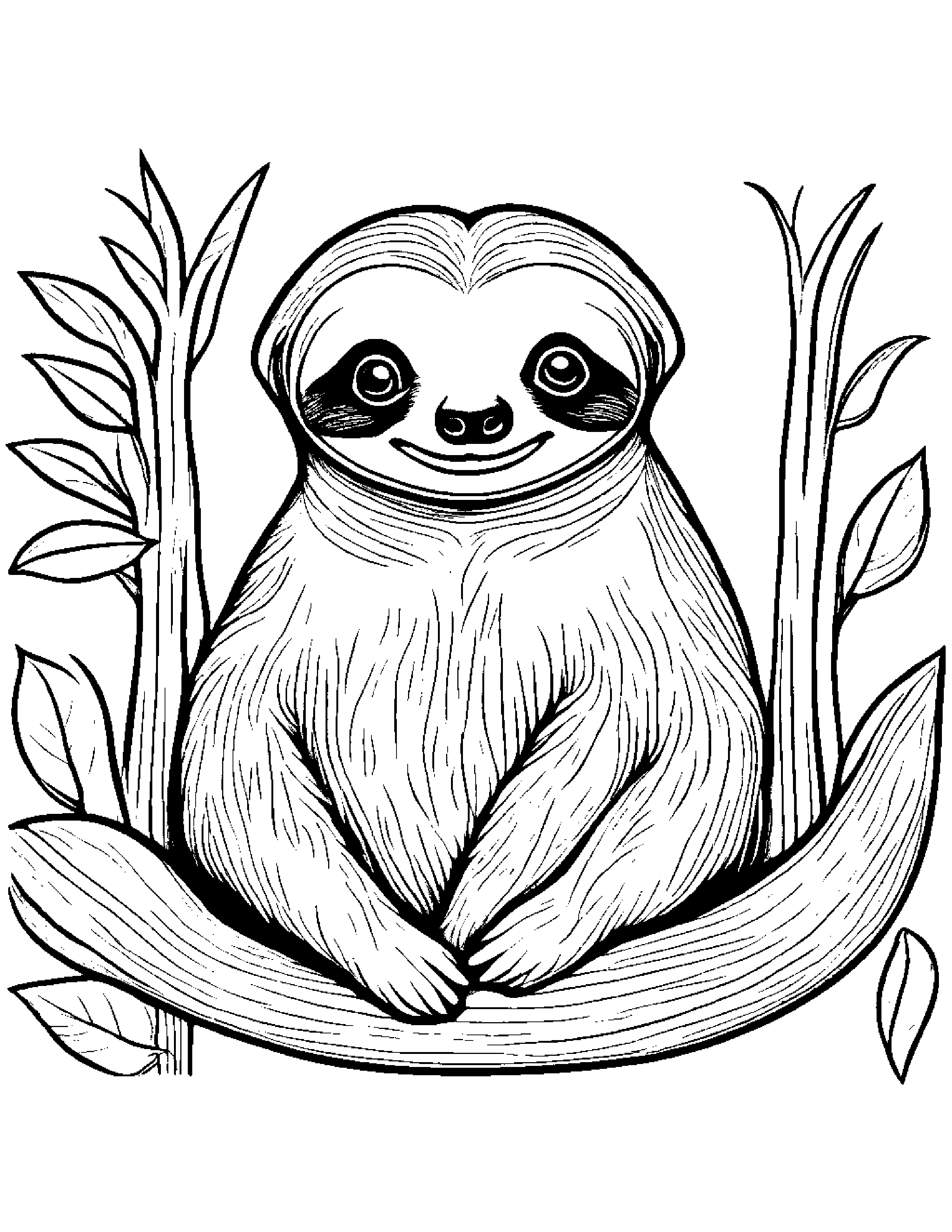 Quiet Sloth #2 Coloring Page (Free Printable PDF)