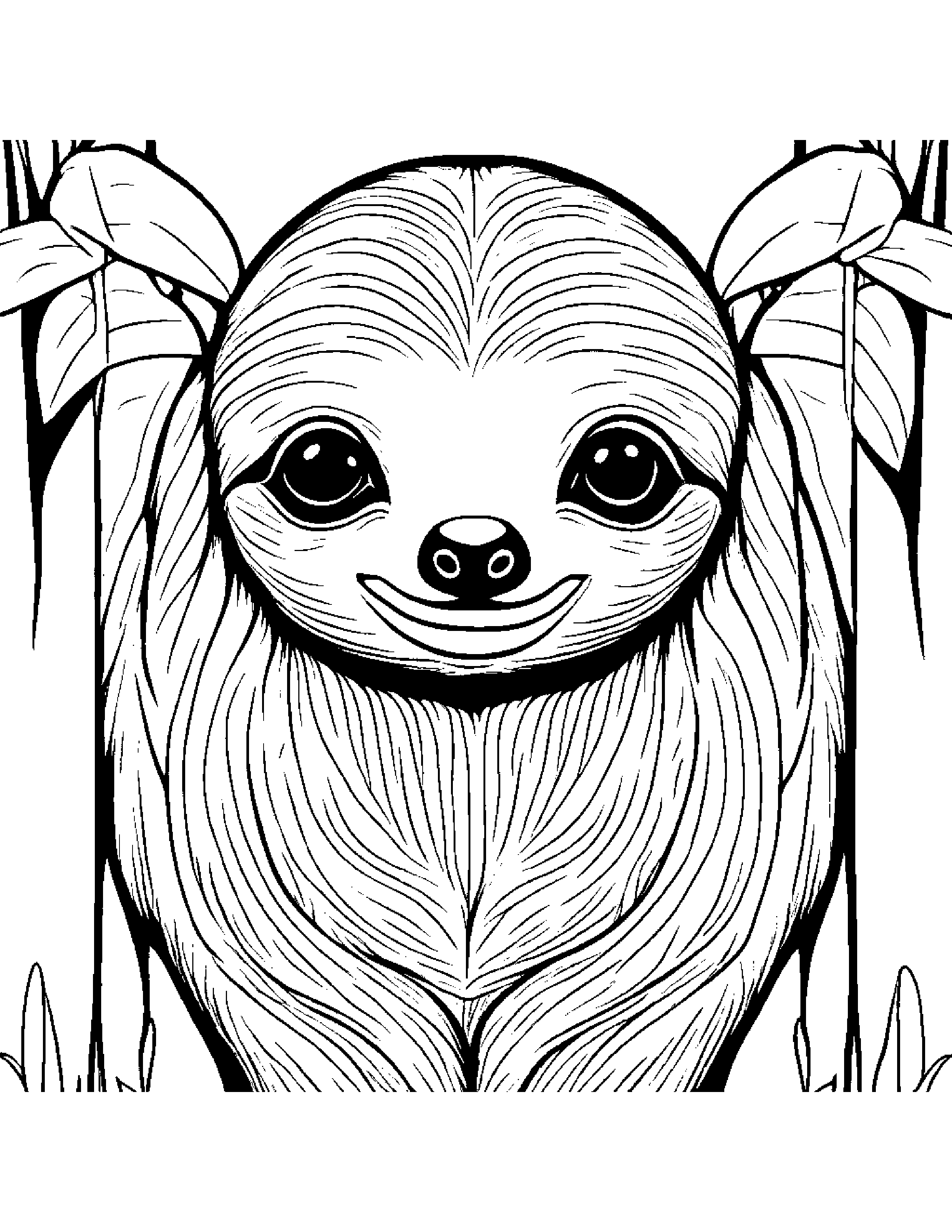 Quiet Sloth #3 Coloring Page (Free Printable PDF)