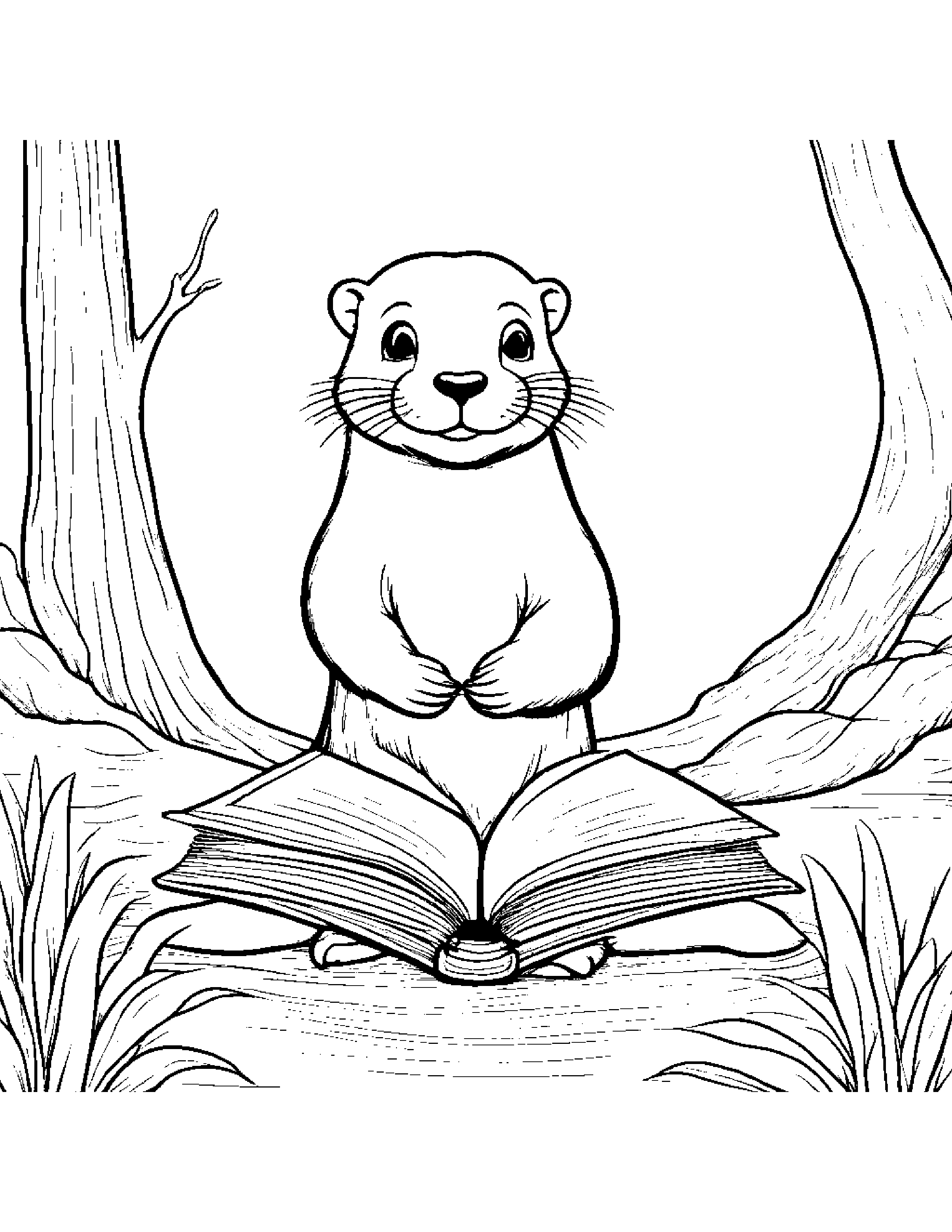Sprightly Otter Reading A Storybook #2 Coloring Page (Free Printable PDF)