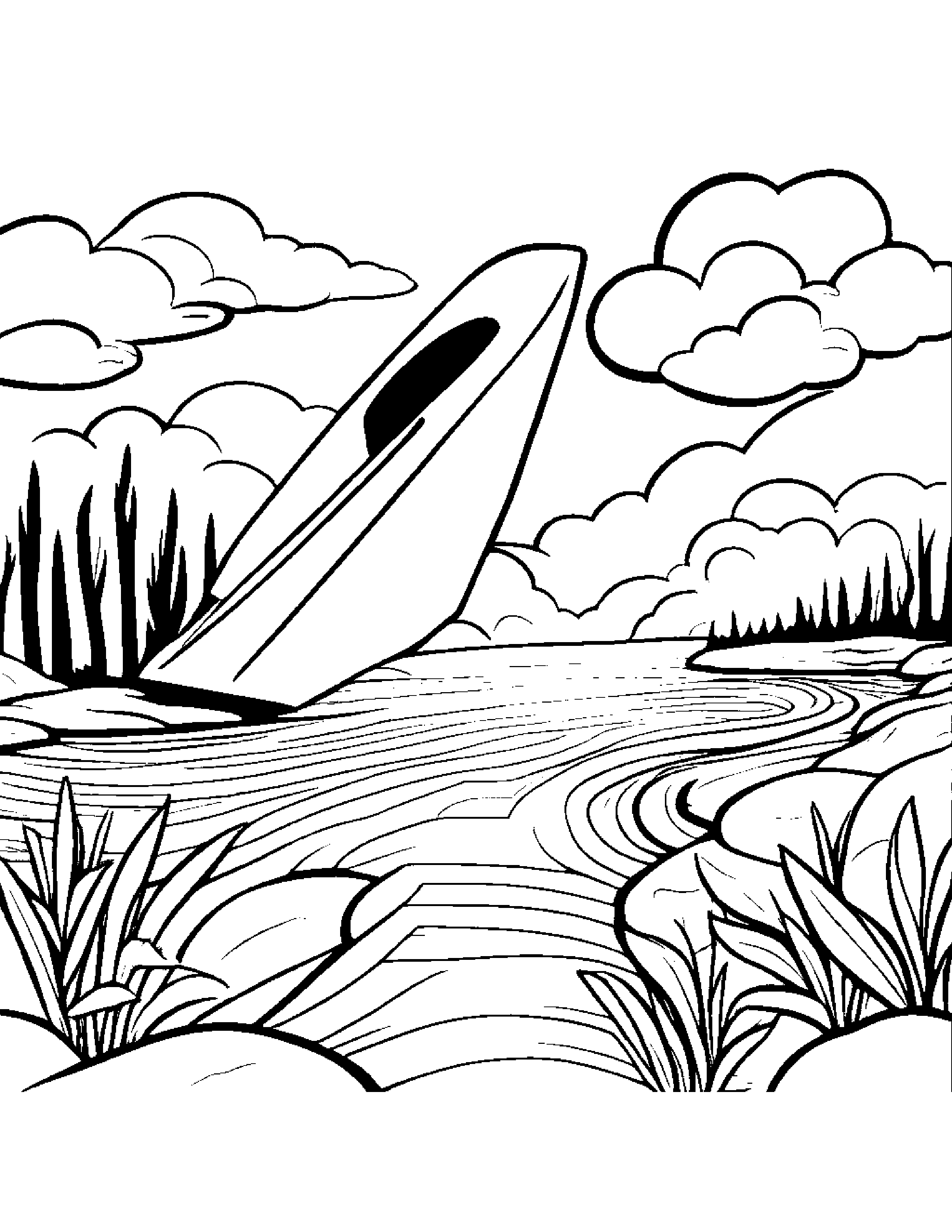 Zippy Paper Airplane Near A Gentle Stream #5 Coloring Page (Free Printable PDF)
