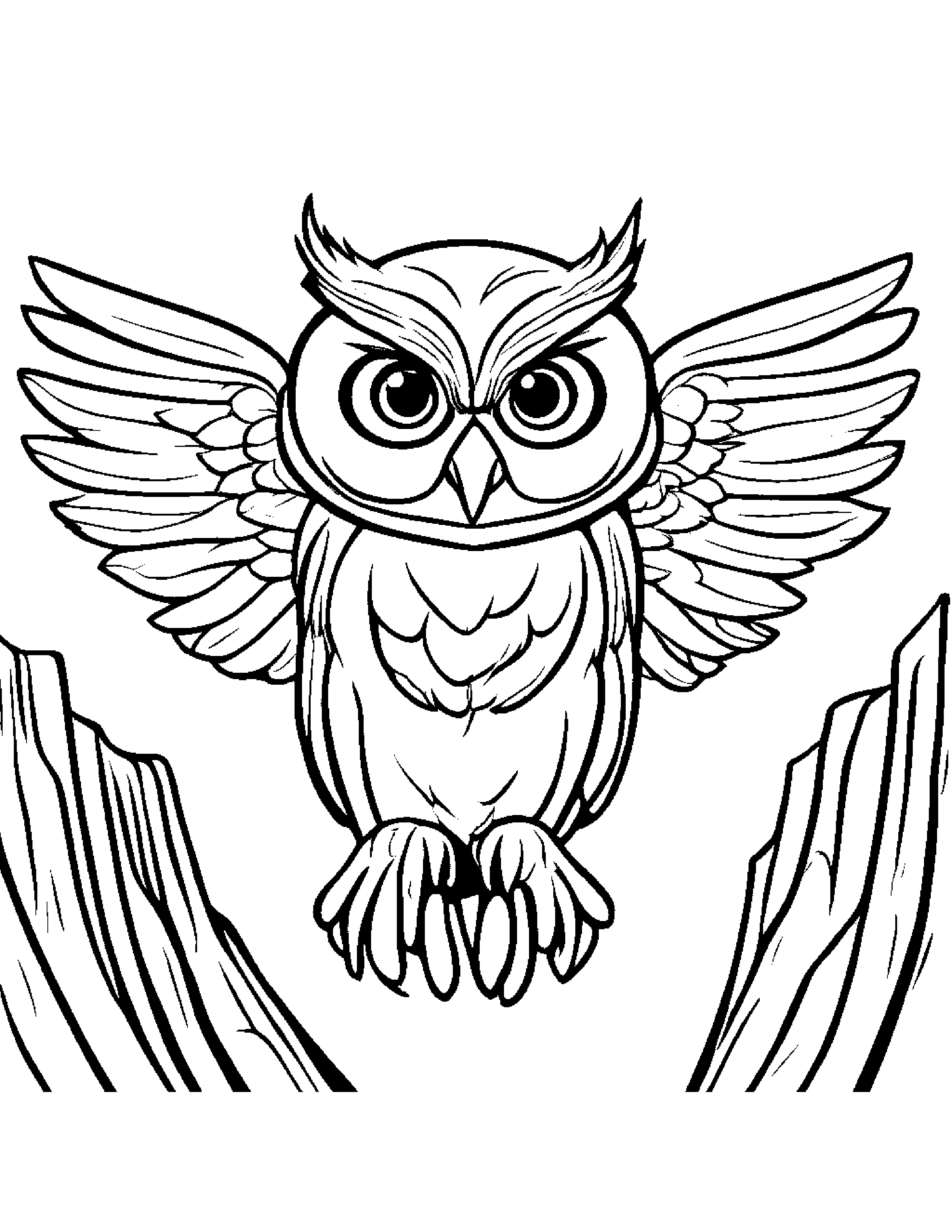 Base Jumping Bungee Jumping Owl Coloring Page (Free Printable PDF)