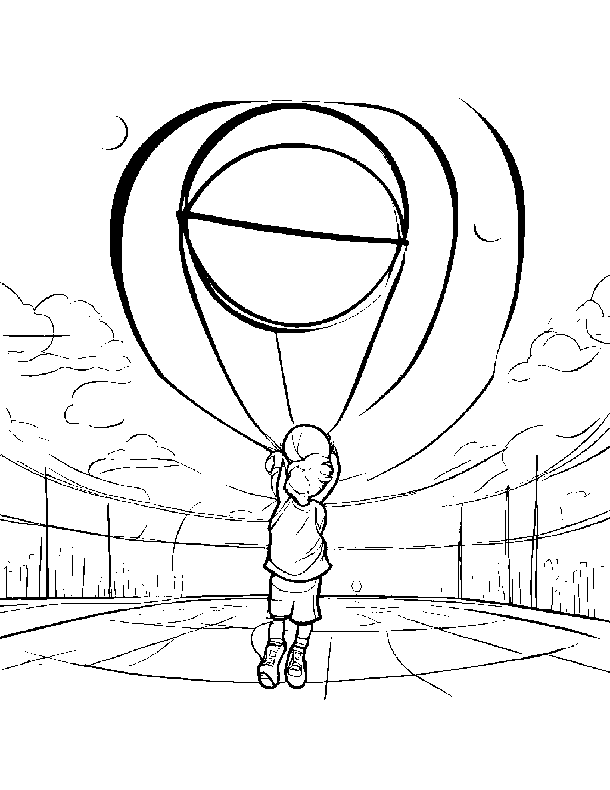 Gentle Basketball With A Kite #2 Coloring Page (Free Printable PDF)