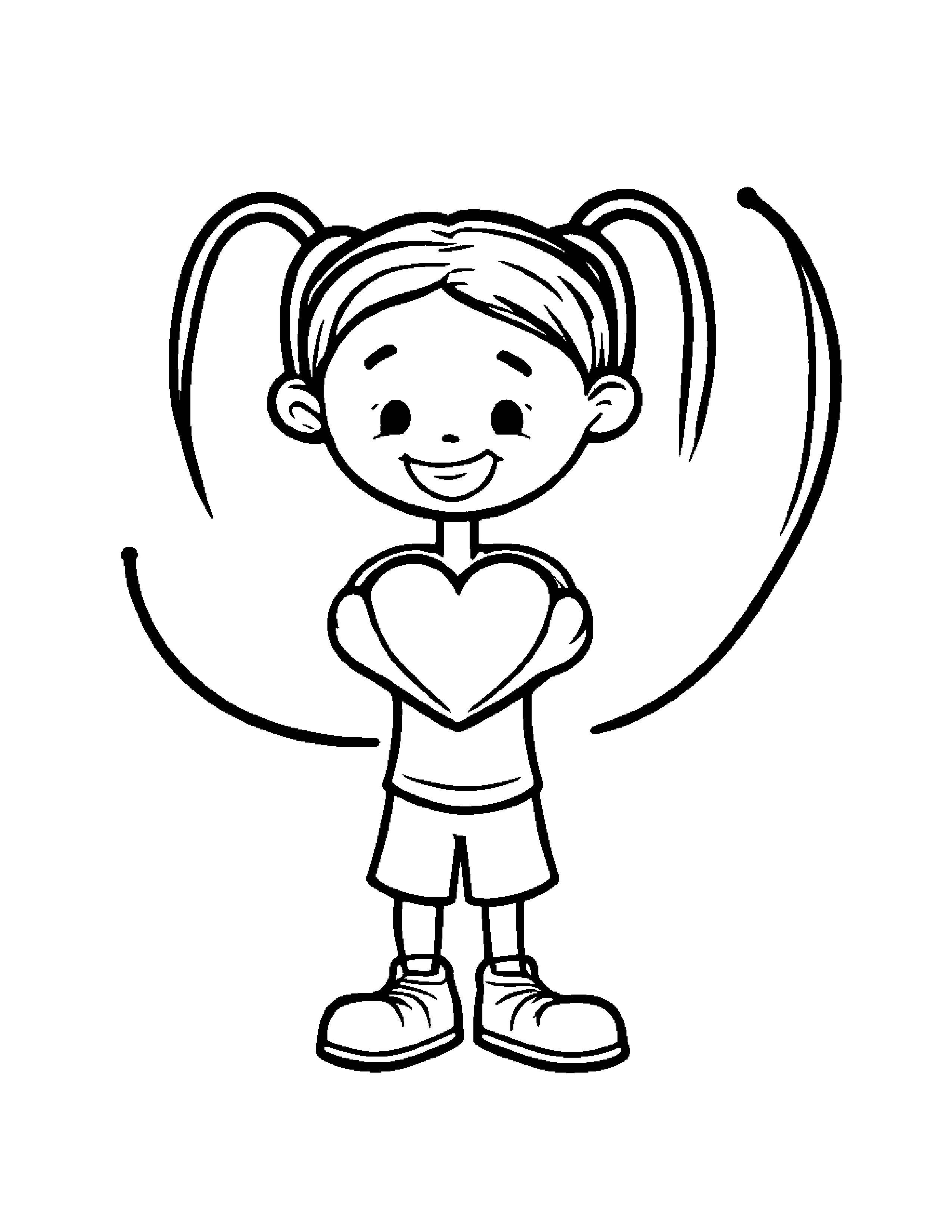 Jump Rope Hugging A Heart #2 Coloring Page (Free Printable PDF)