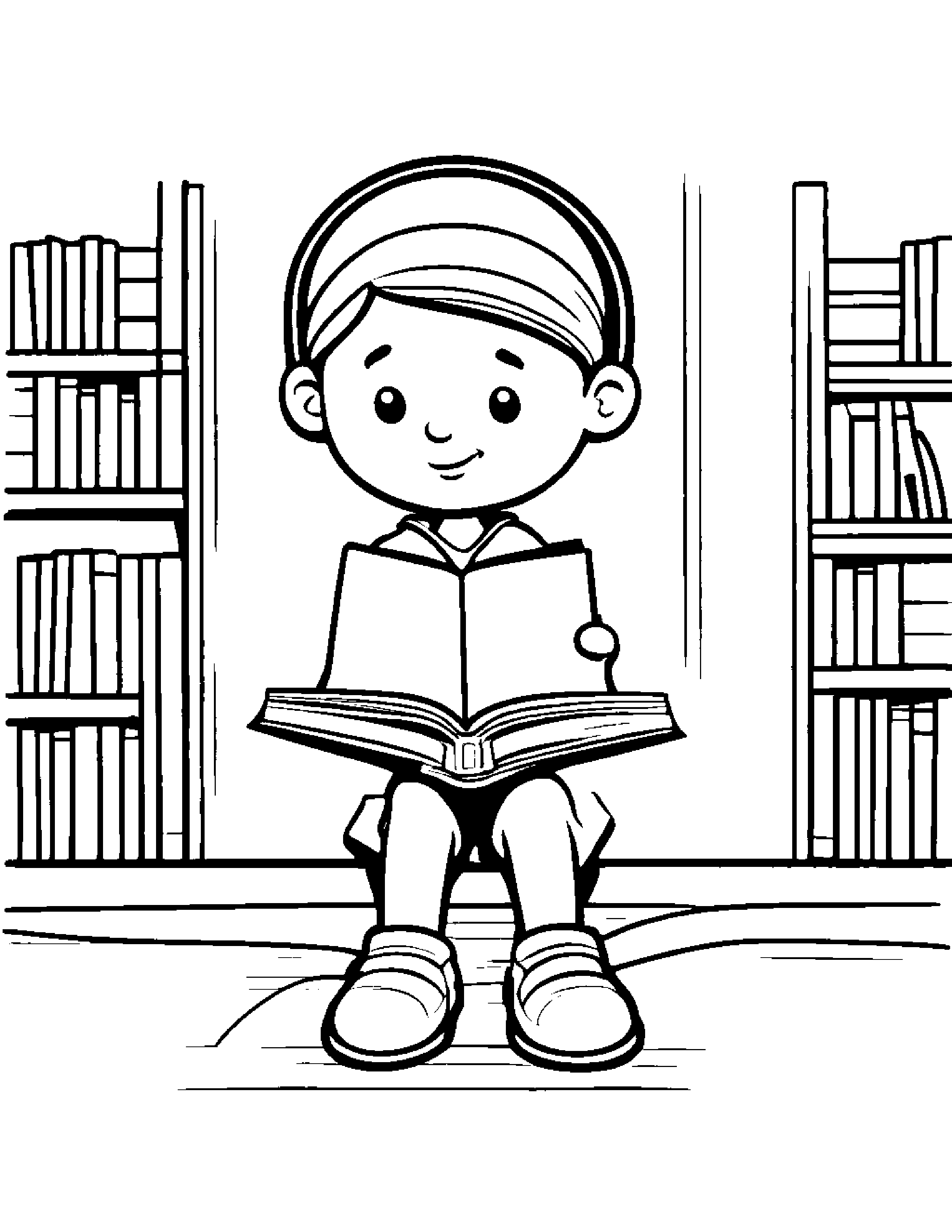 Jump Rope Reading A Book #2 Coloring Page (Free Printable PDF)