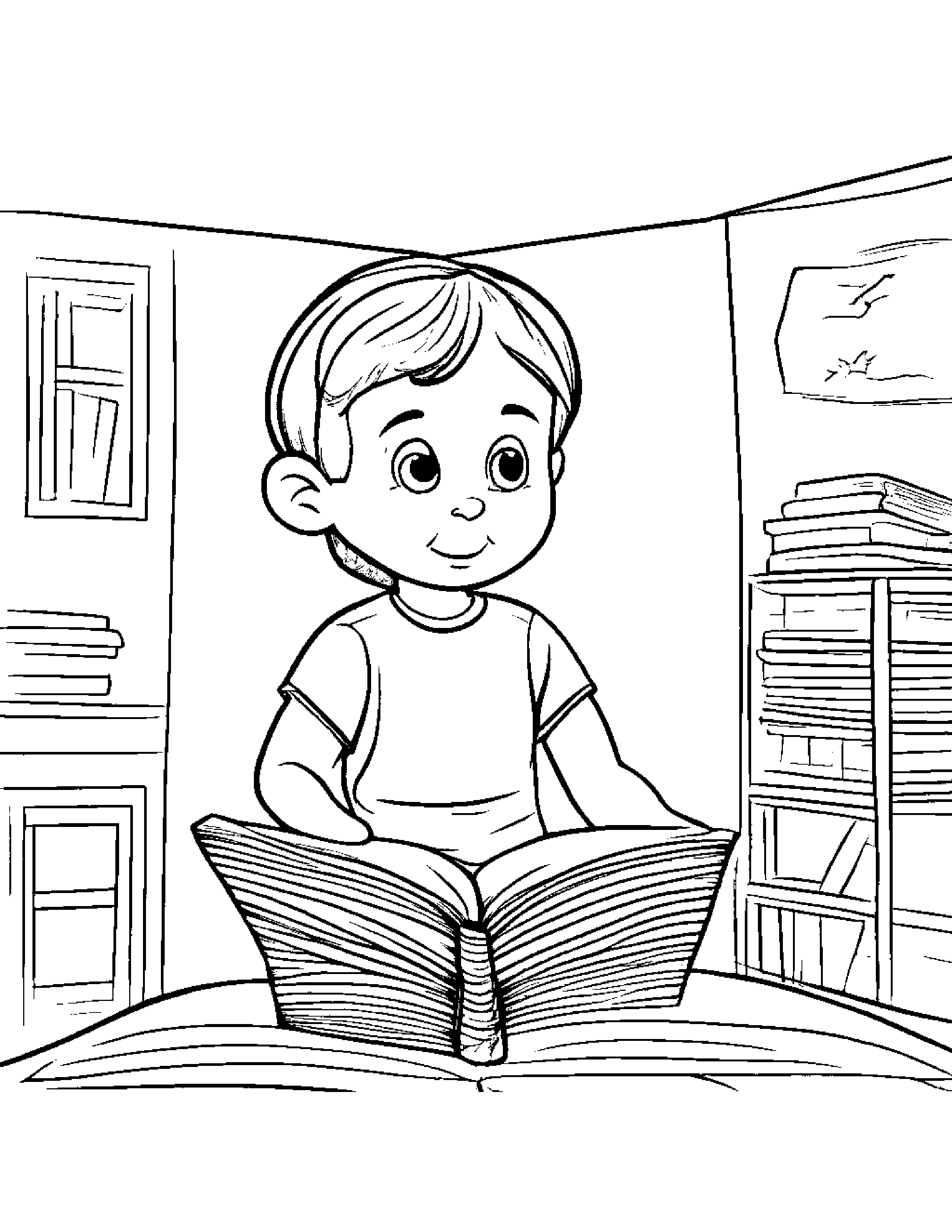 Jump Rope Reading A Book Coloring Page (Free Printable PDF)