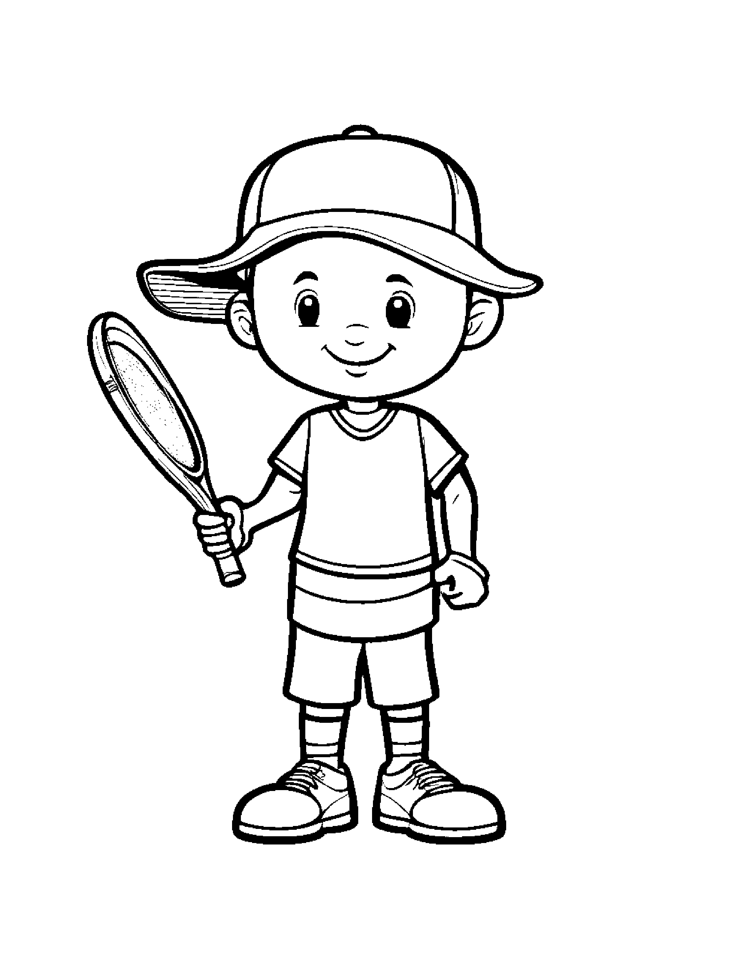Tennis Racquet Wearing A Hat #2 Coloring Page (Free Printable PDF)