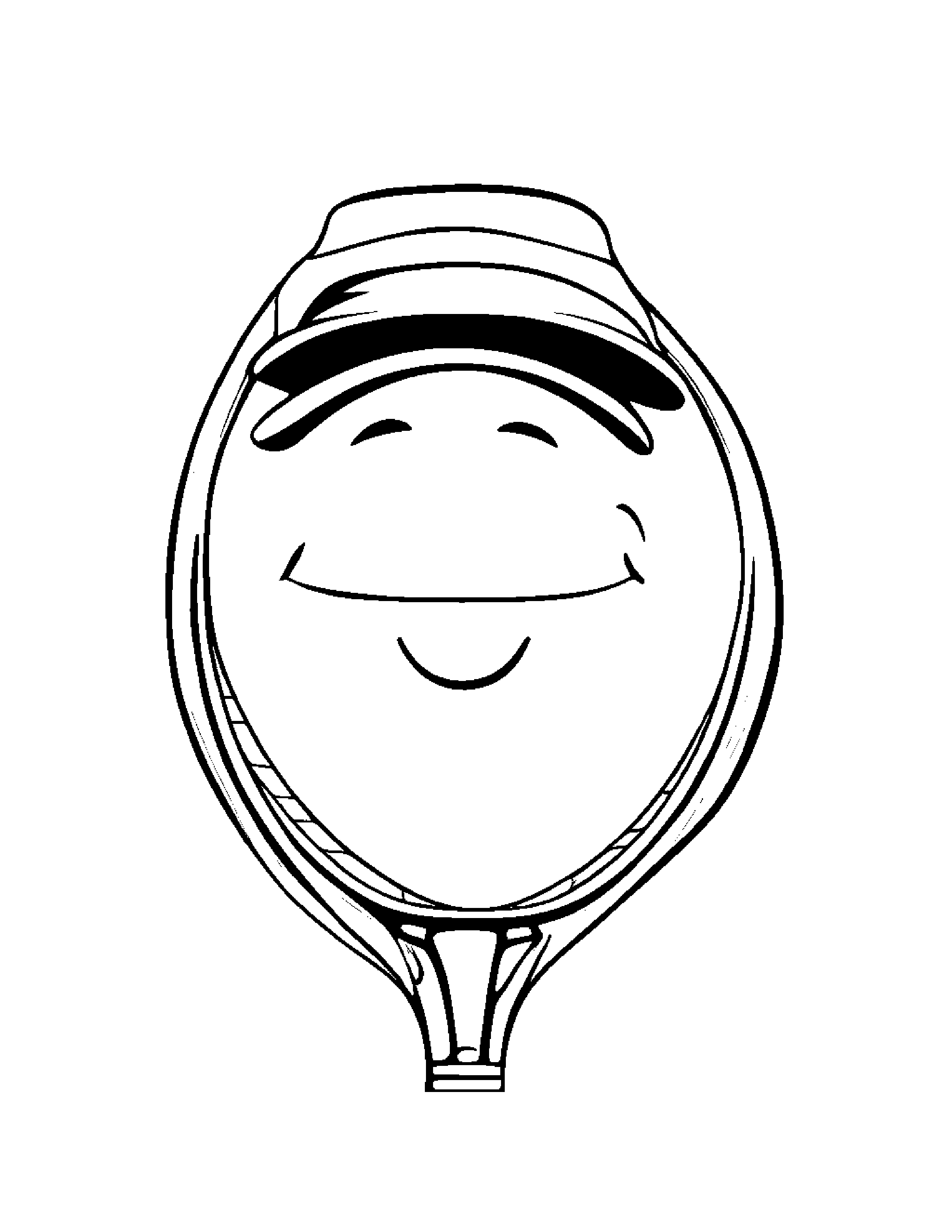 Tennis Racquet Wearing A Hat Coloring Page (Free Printable PDF)