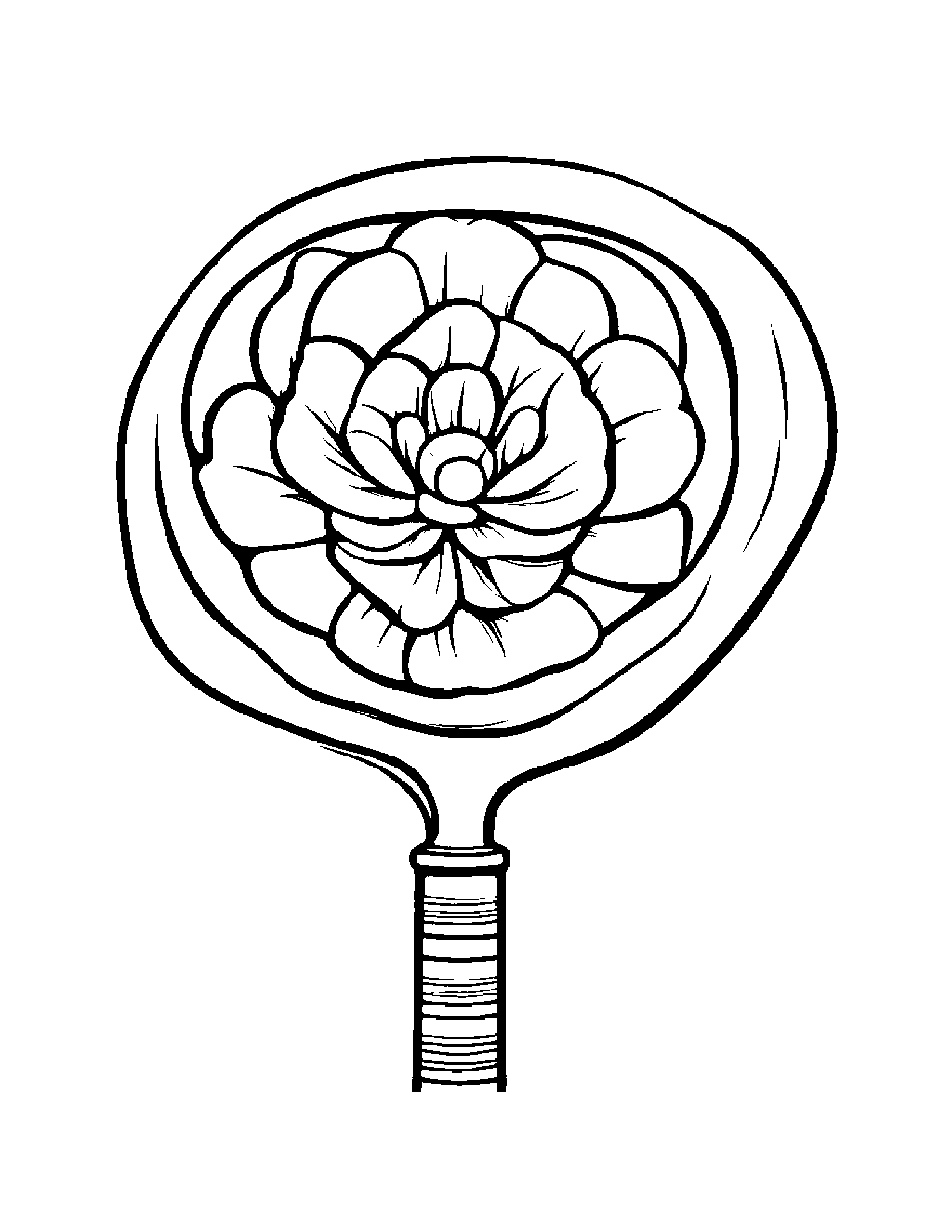 Tennis Racquet With A Flower #2 Coloring Page (Free Printable PDF)
