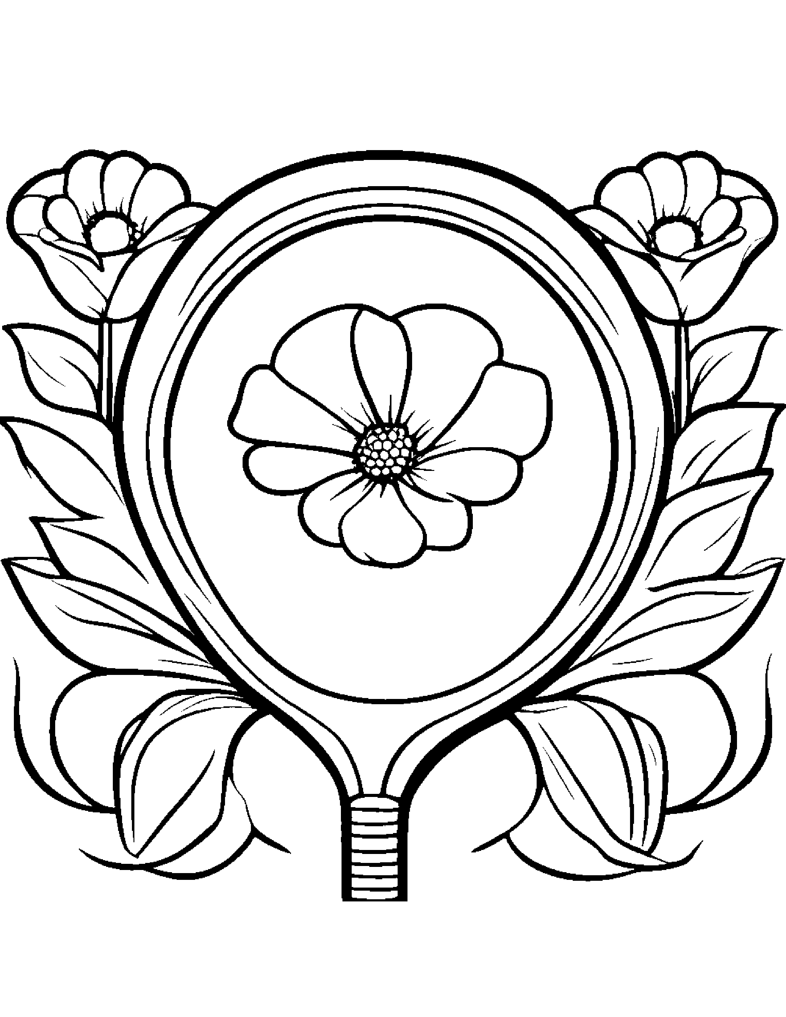 Tennis Racquet With A Flower Coloring Page (Free Printable PDF)