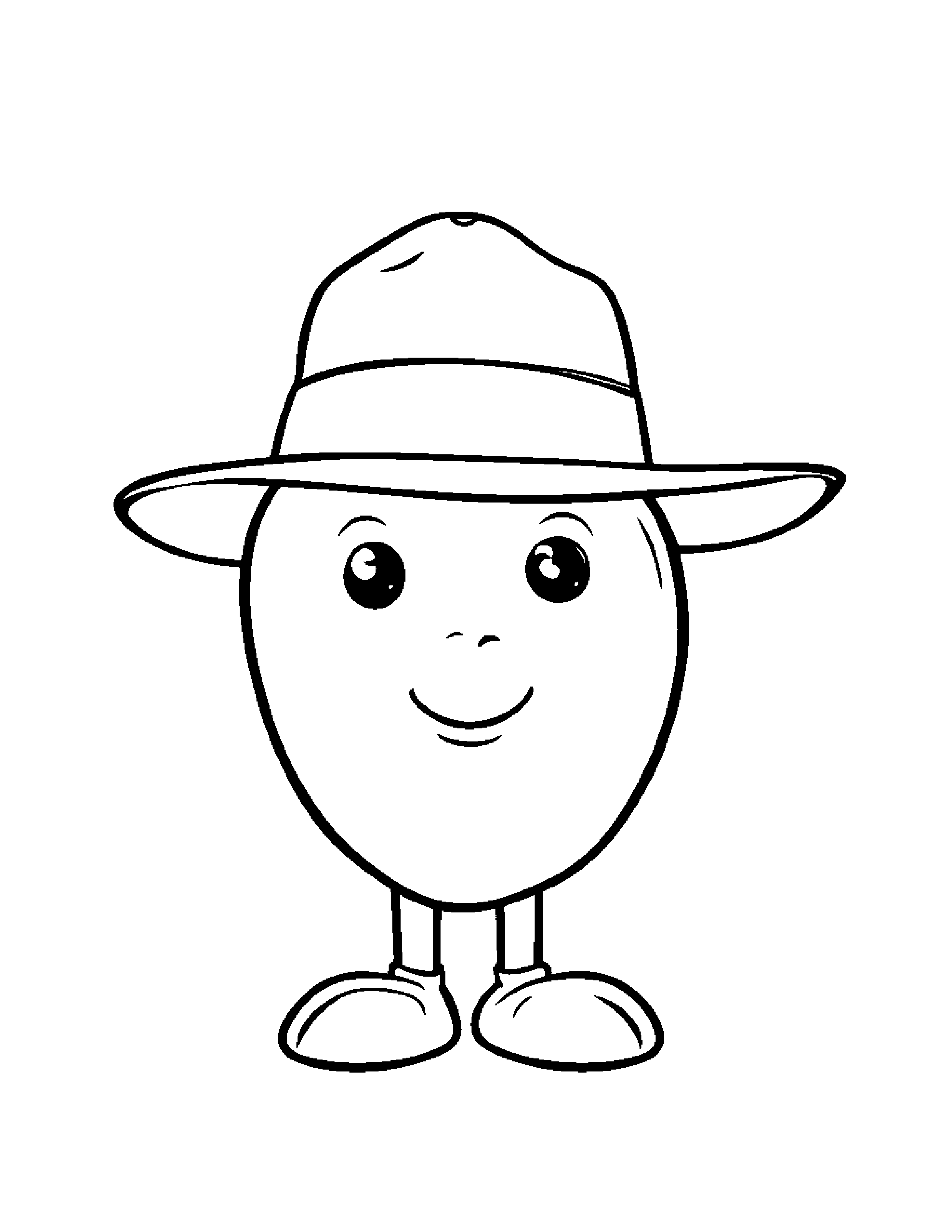 Apple Wearing A Hat #2 Coloring Page (Free Printable PDF)