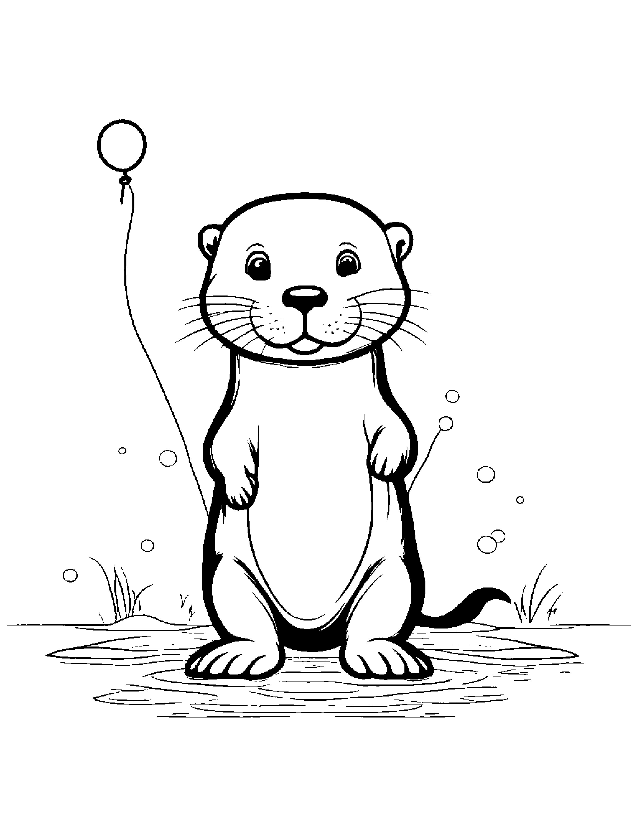 Gentle Otter With Balloon #2 Coloring Page (Free Printable PDF)