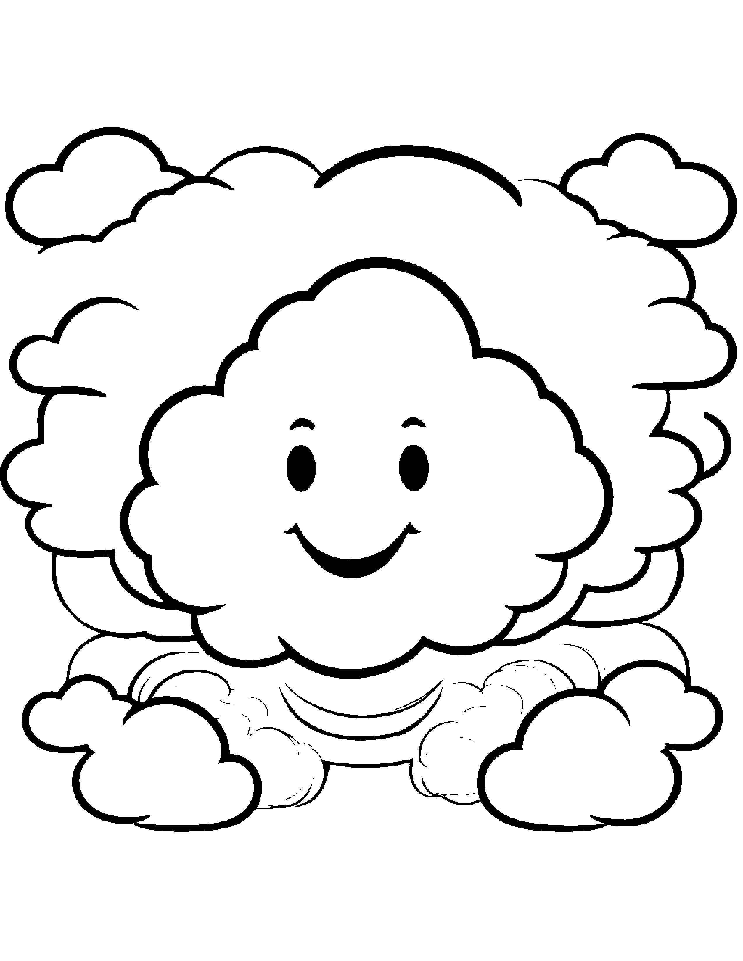 Smiling Cloud Coloring Page (Free Printable PDF)