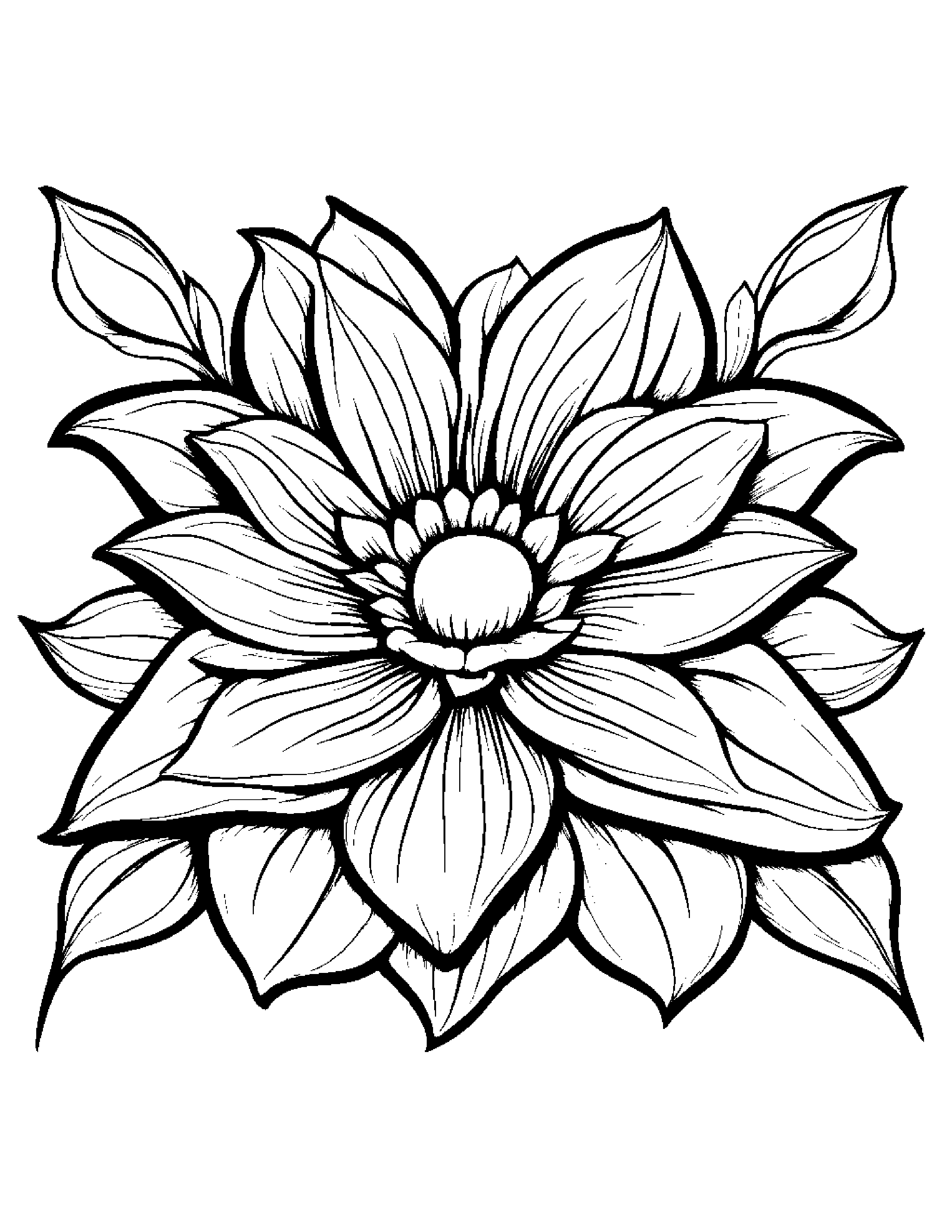 Flower #2 Coloring Page (Free Printable PDF)