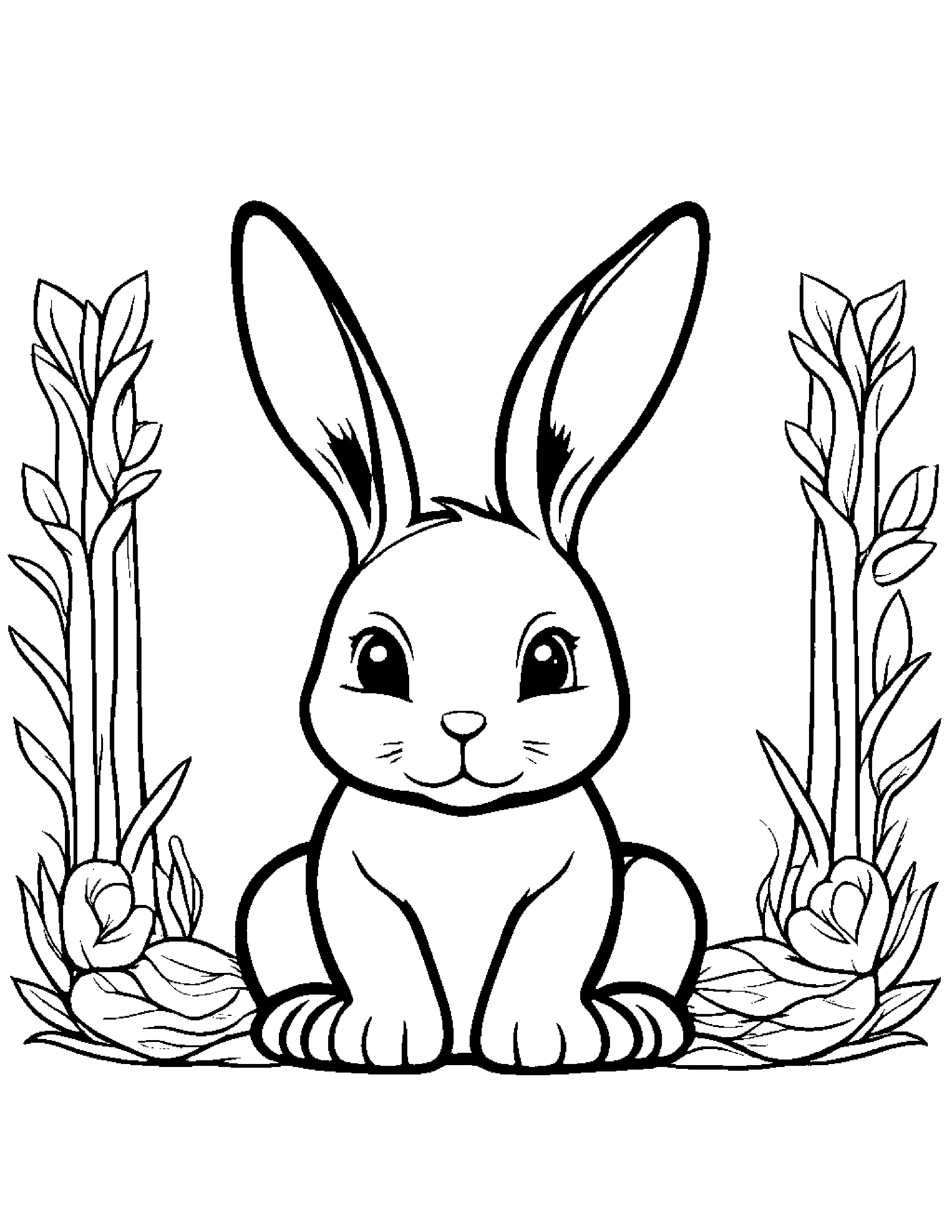 Gentle Bunny #2 Coloring Page (Free Printable PDF)