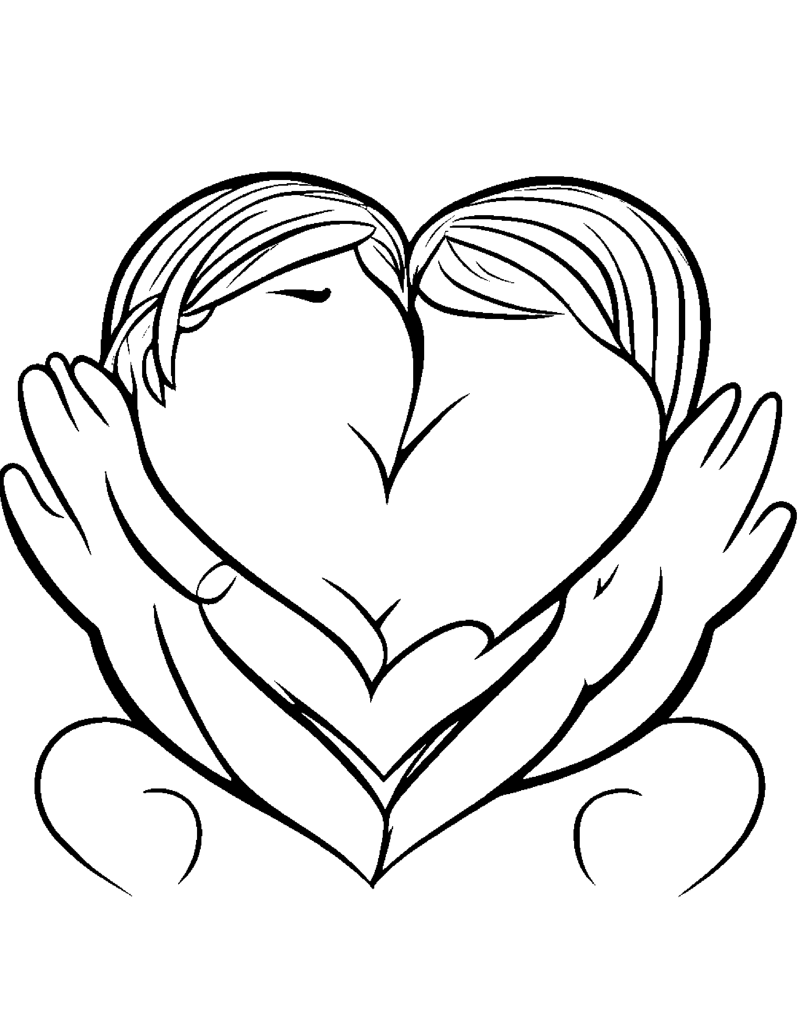 Hugging Hearts #2 Coloring Page (Free Printable PDF)