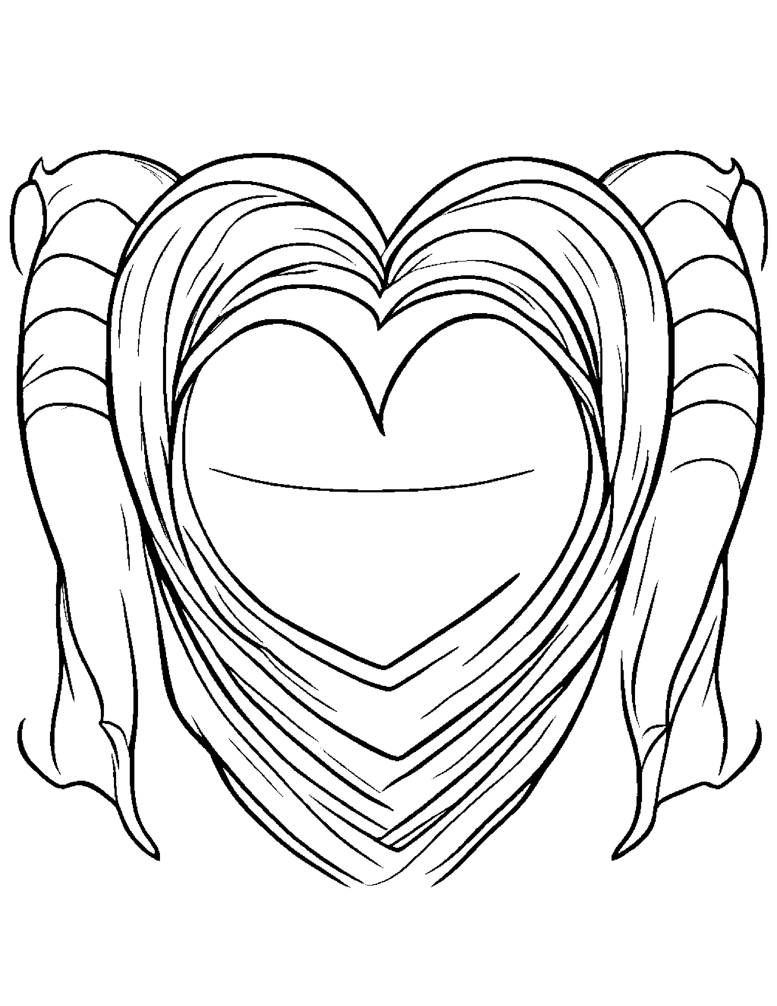 Hugging Hearts With Scarf Coloring Page (Free Printable PDF)