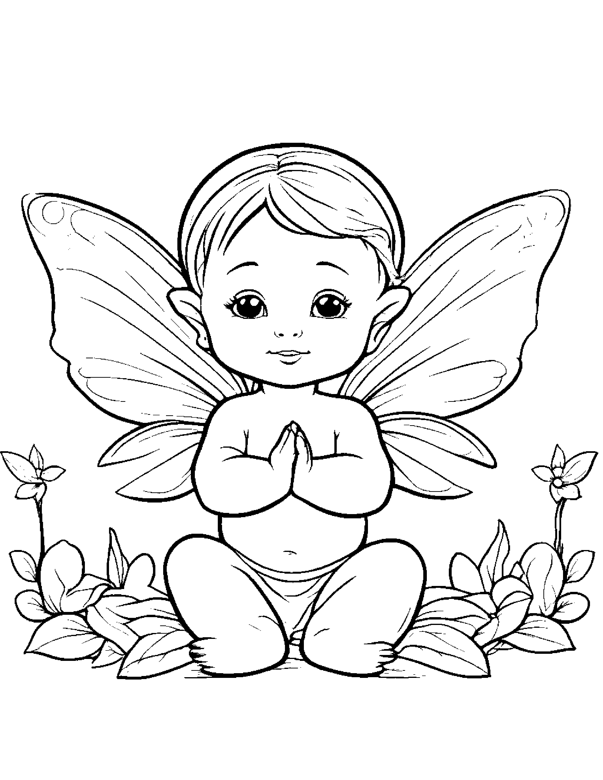 Baby Tiny Fairy With A Star #2 Coloring Page (Free Printable PDF)