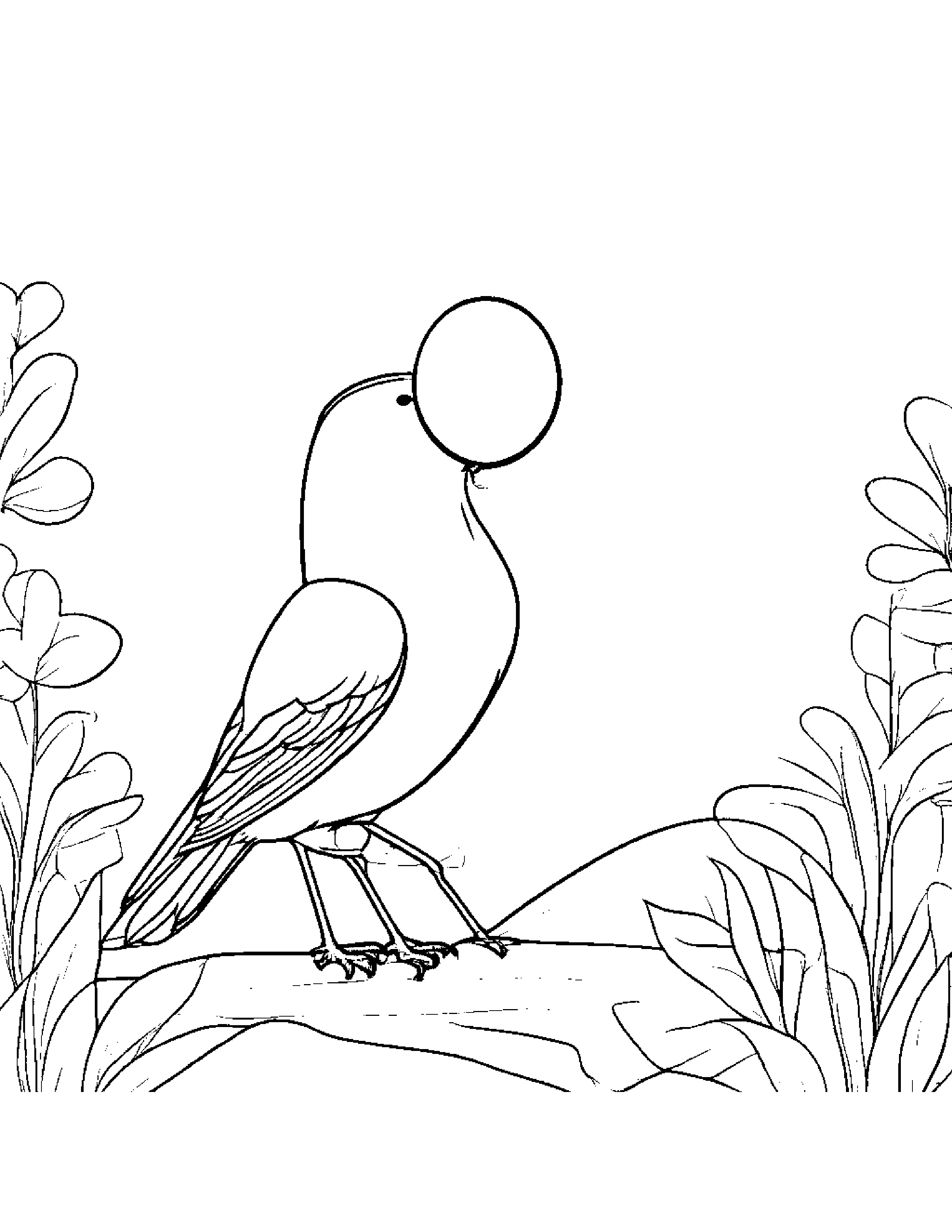 Bluebird With Balloon Coloring Page (Free Printable PDF)
