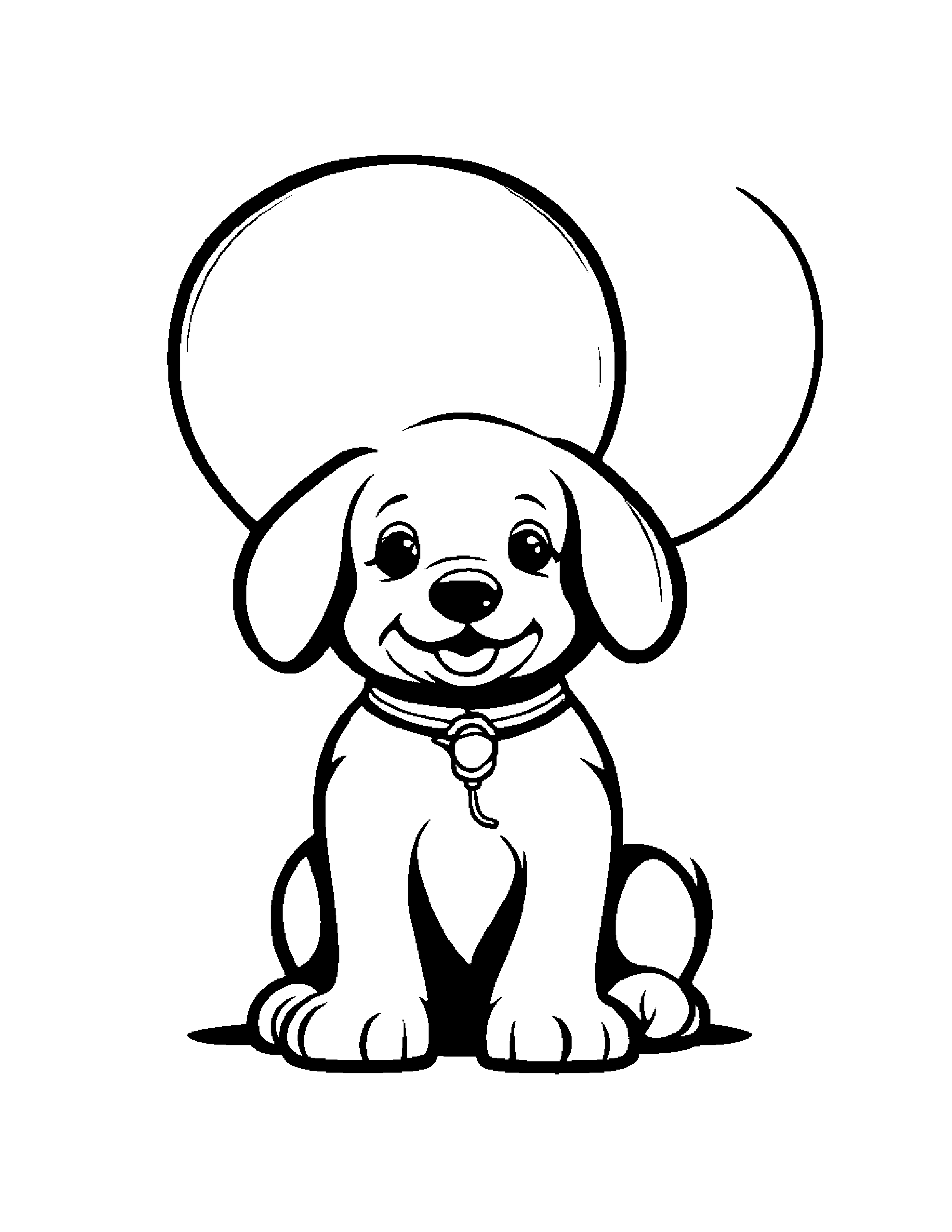 Puppy With Balloon #2 Coloring Page (Free Printable PDF)