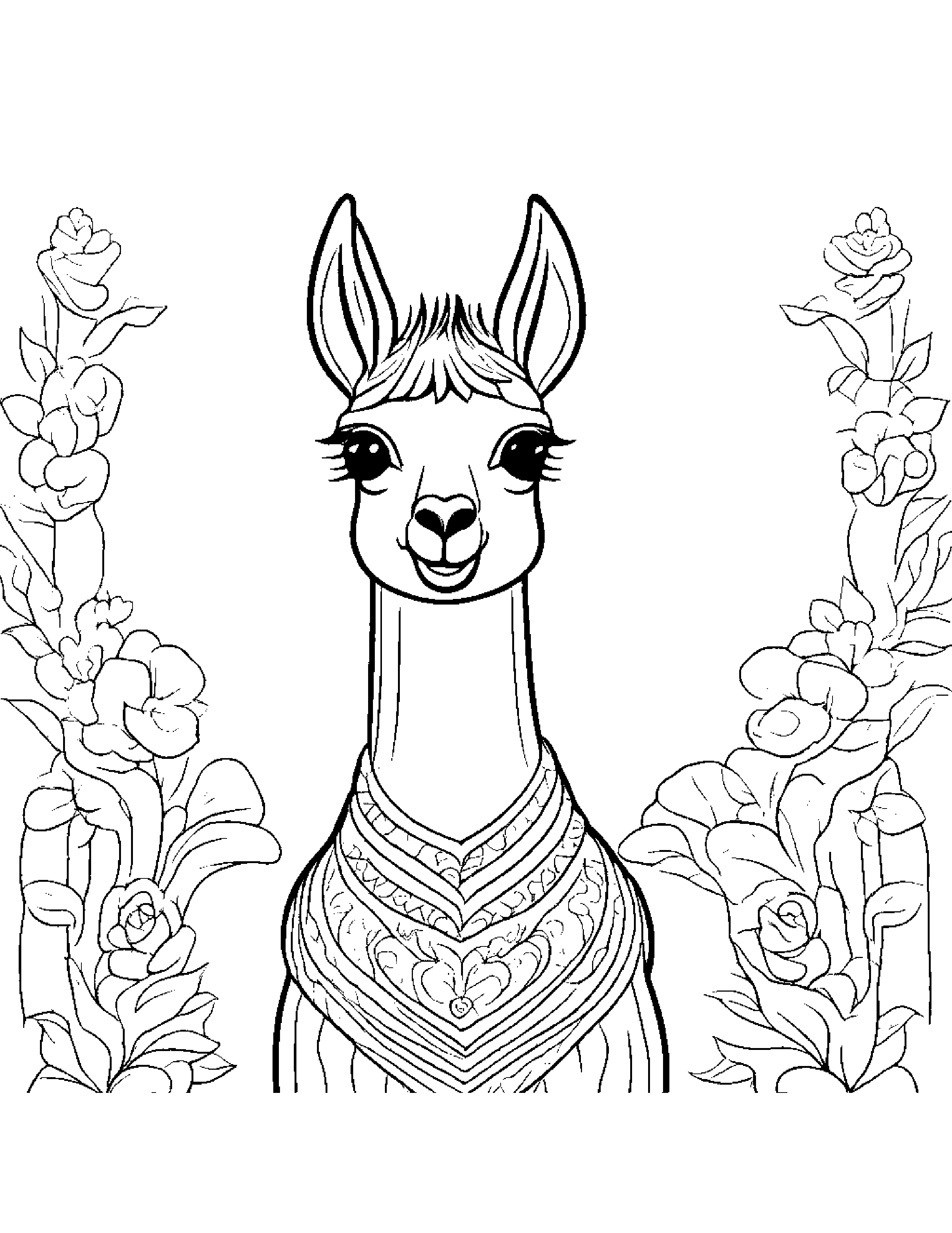 Smiling Llama Hugging A Heart Coloring Page (Free Printable PDF)