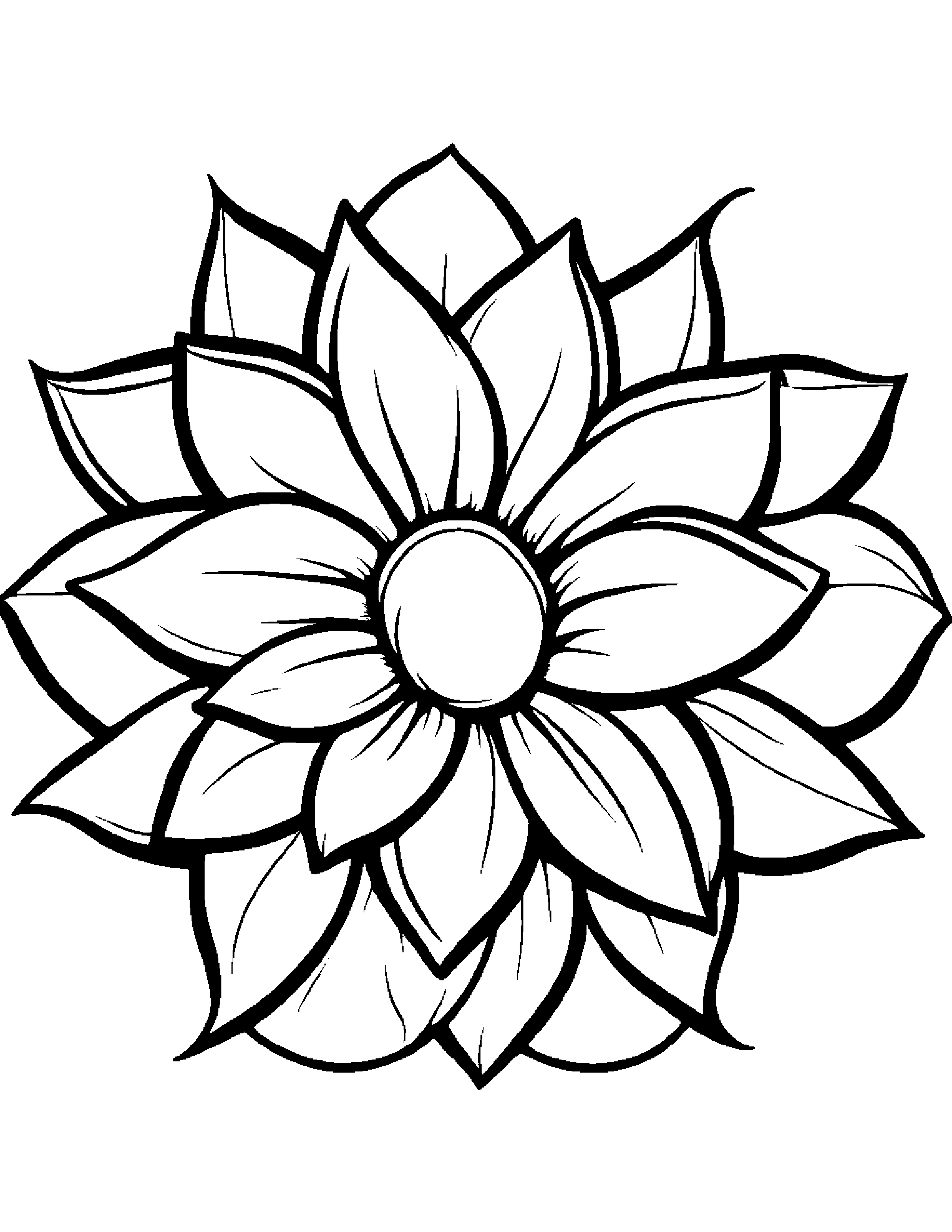 Gentle Flower With A Star #2 Coloring Page (Free Printable PDF)