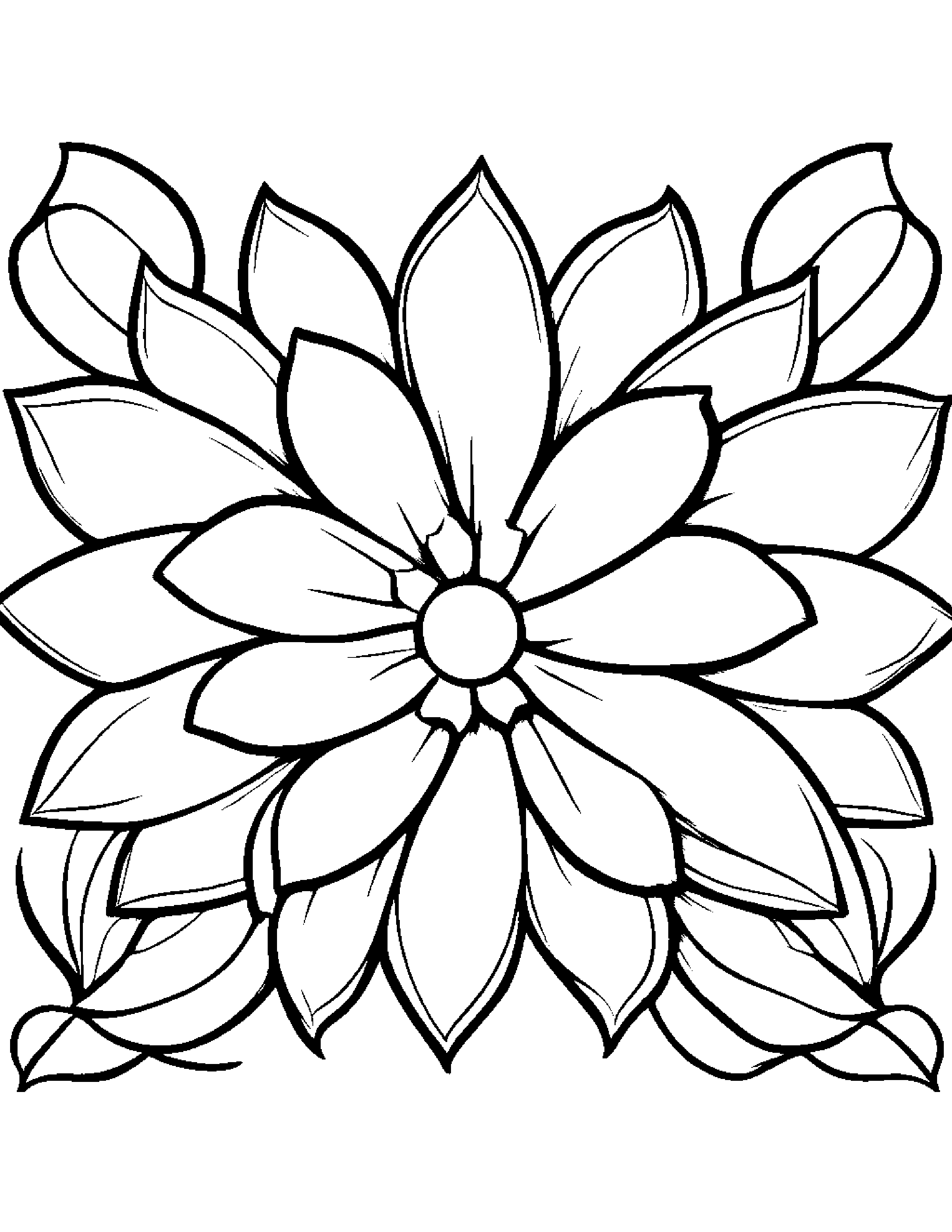 Gentle Flower With A Star Coloring Page (Free Printable PDF)