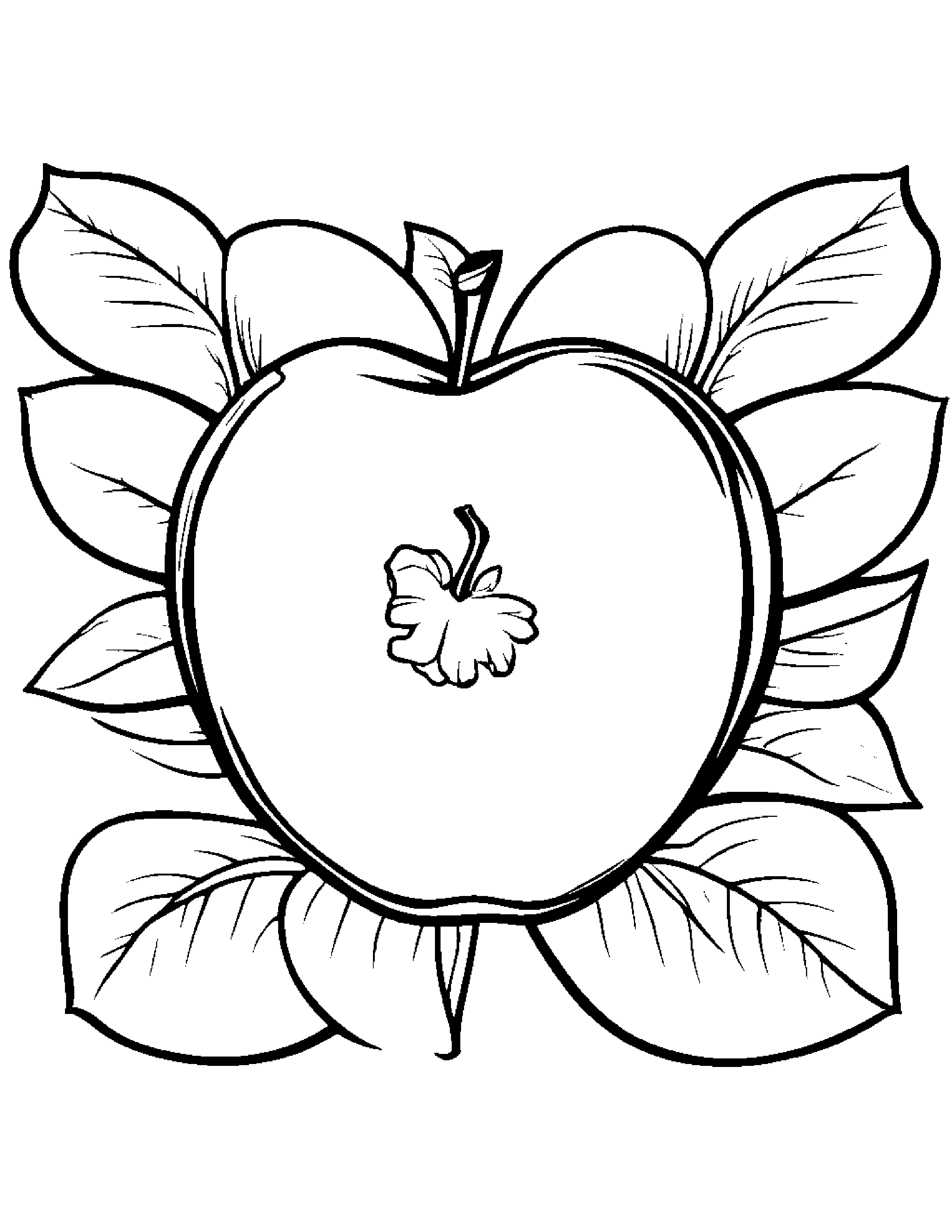 Apple With A Flower Coloring Page (Free Printable PDF)