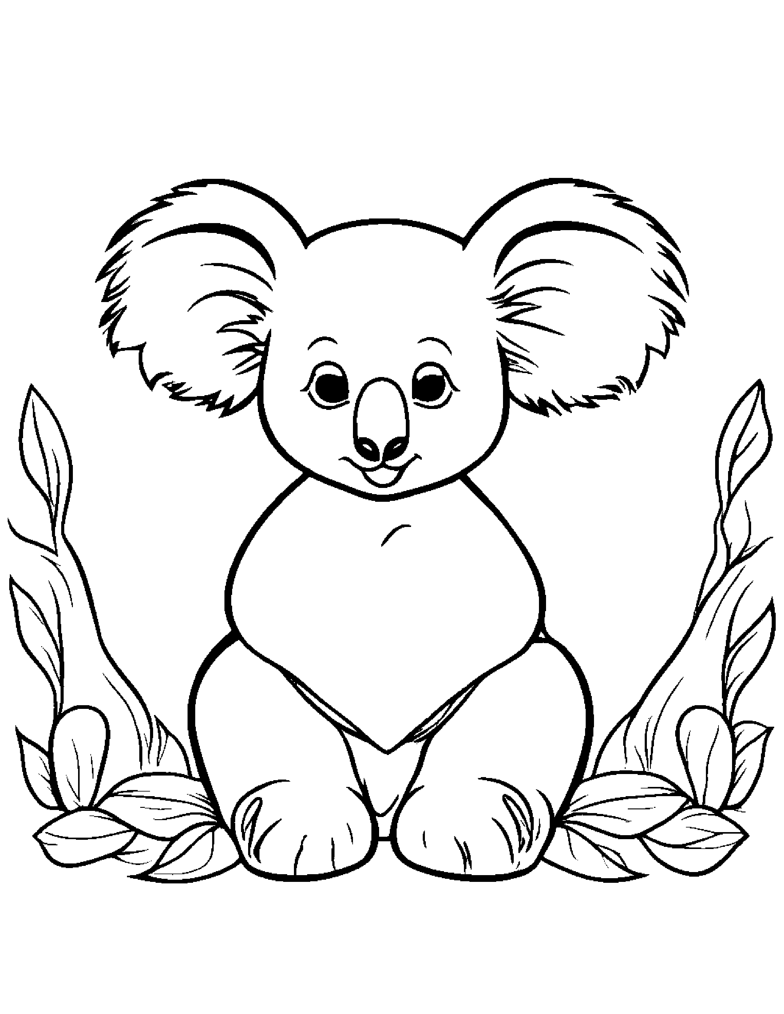 Baby Koala Hugging A Heart #2 Coloring Page (Free Printable PDF)