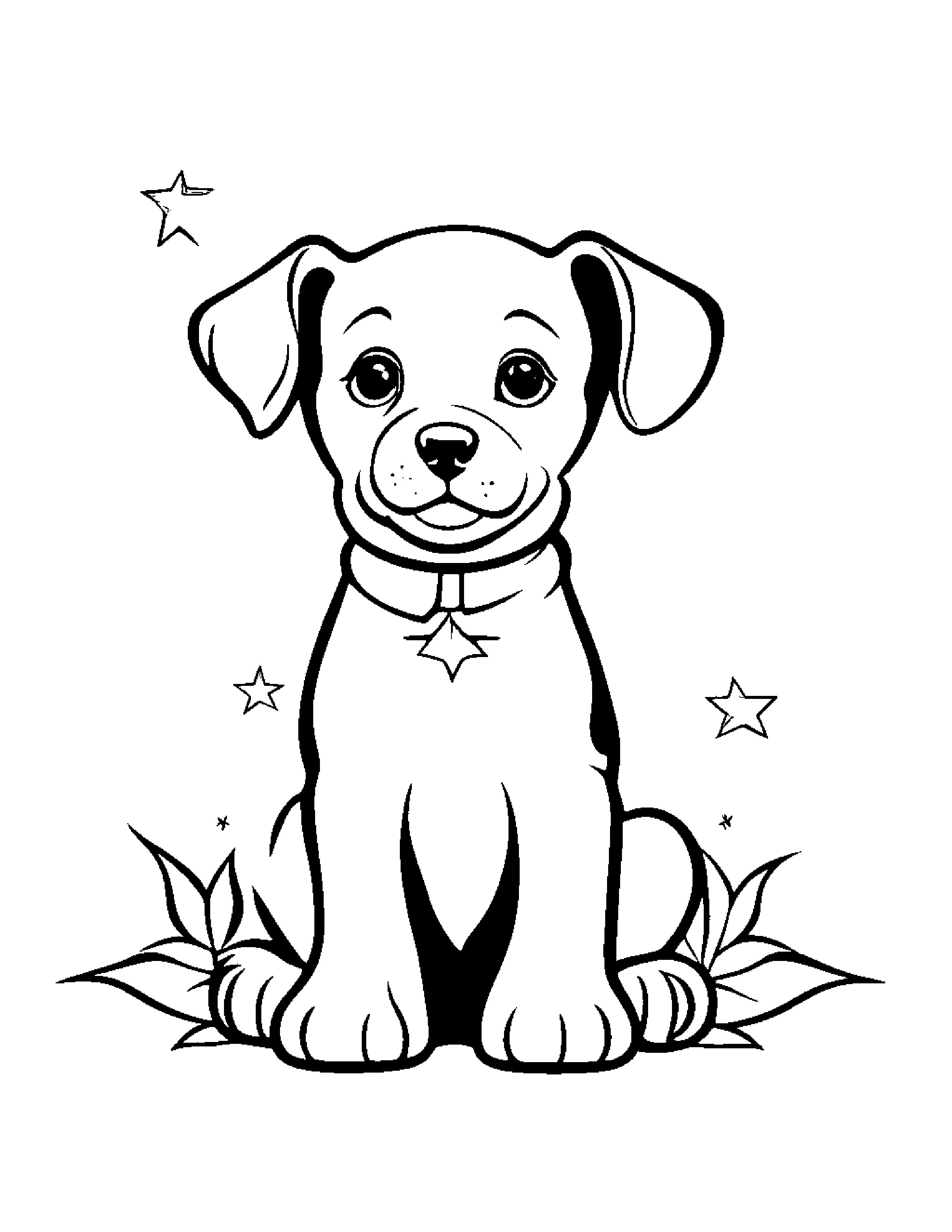 Gentle Puppy With A Star #2 Coloring Page (Free Printable PDF)