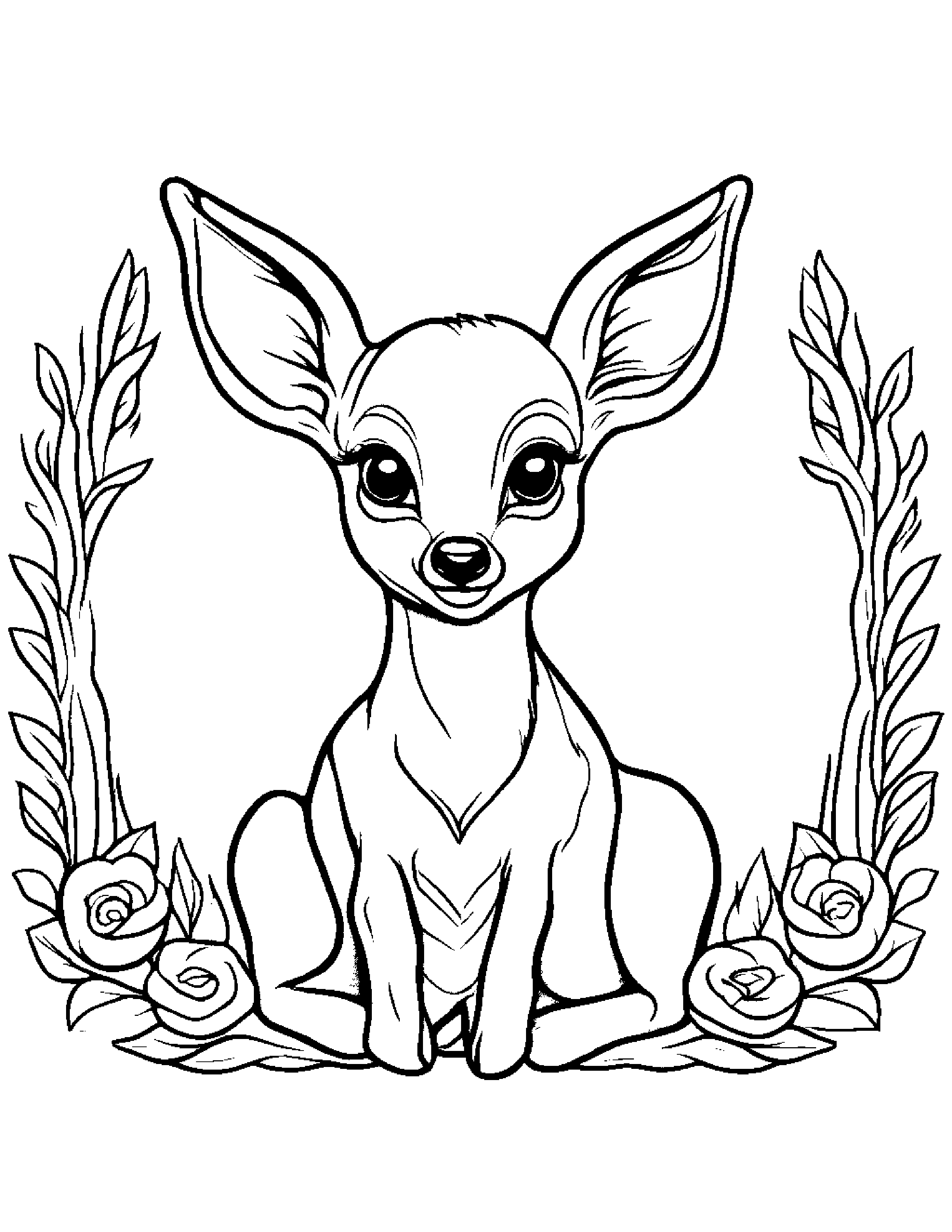 Deer Fawn Hugging A Heart #2 Coloring Page (Free Printable PDF)