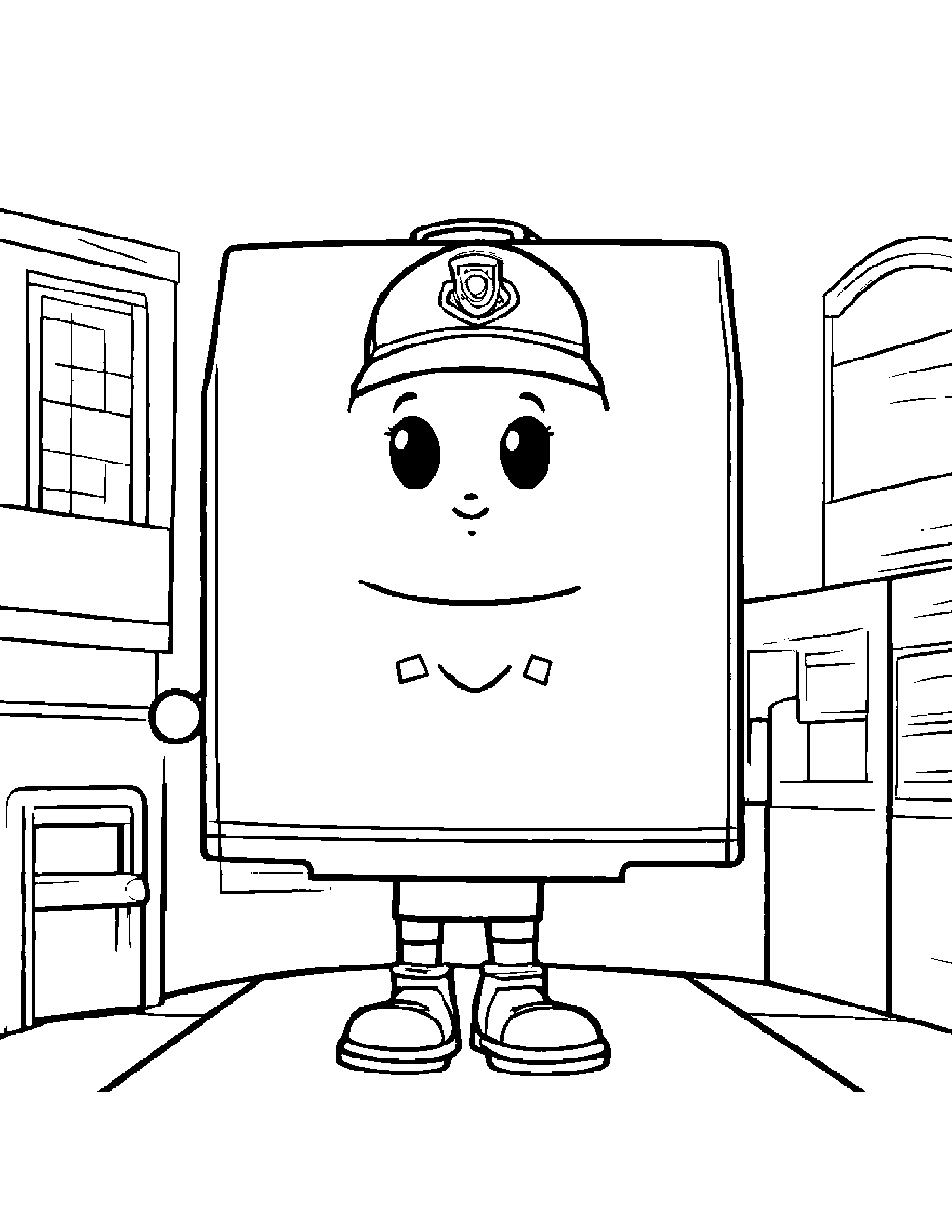 Kawaii Mail Carrier Bag Coloring Page (Free Printable PDF)