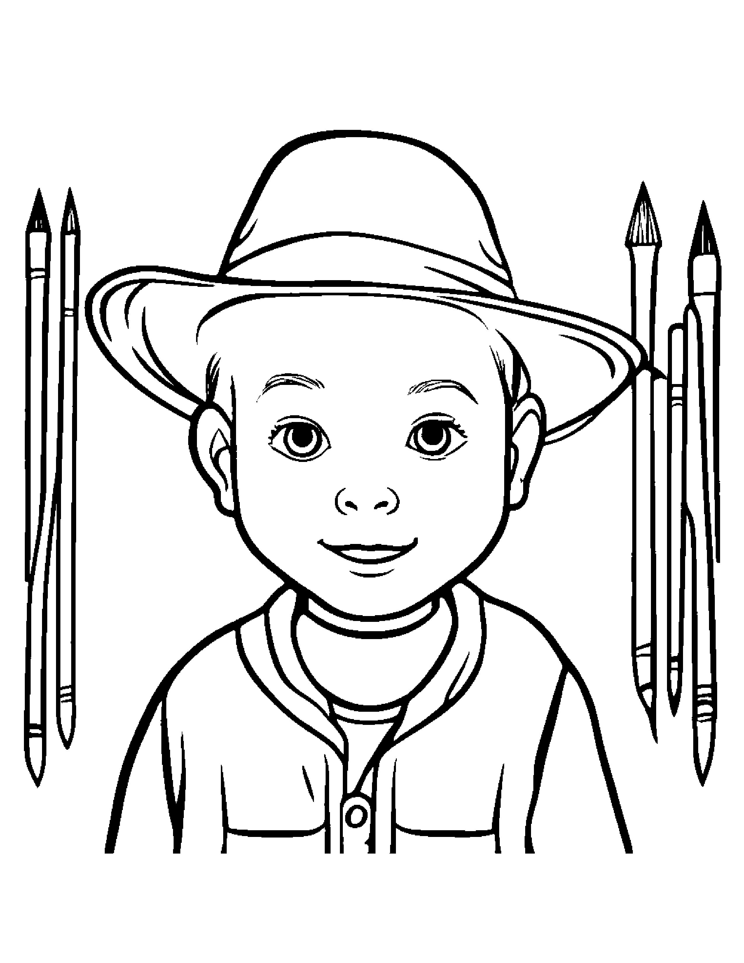 Painter Palette Wearing A Hat #2 Coloring Page (Free Printable PDF)
