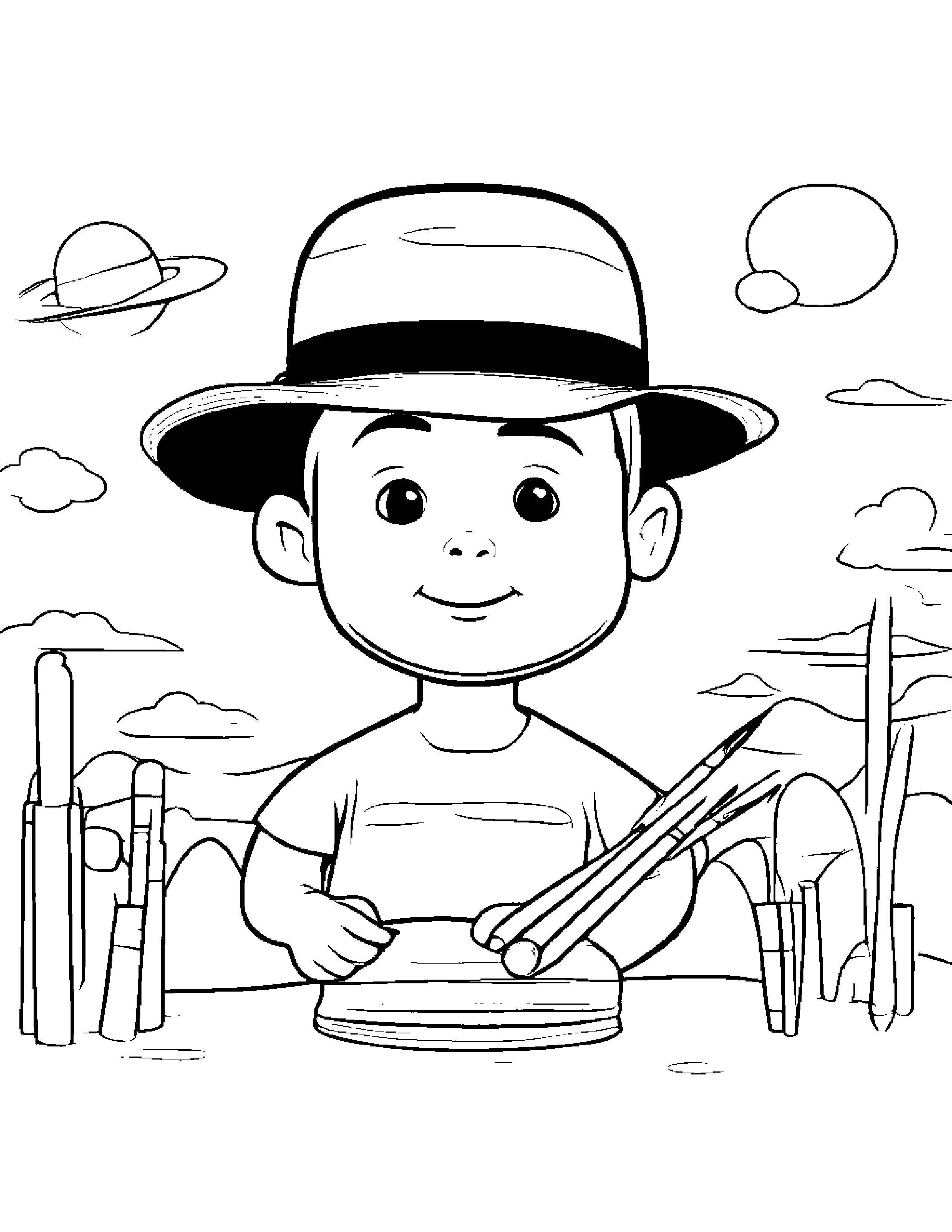 Painter Palette Wearing A Hat Coloring Page (Free Printable PDF)