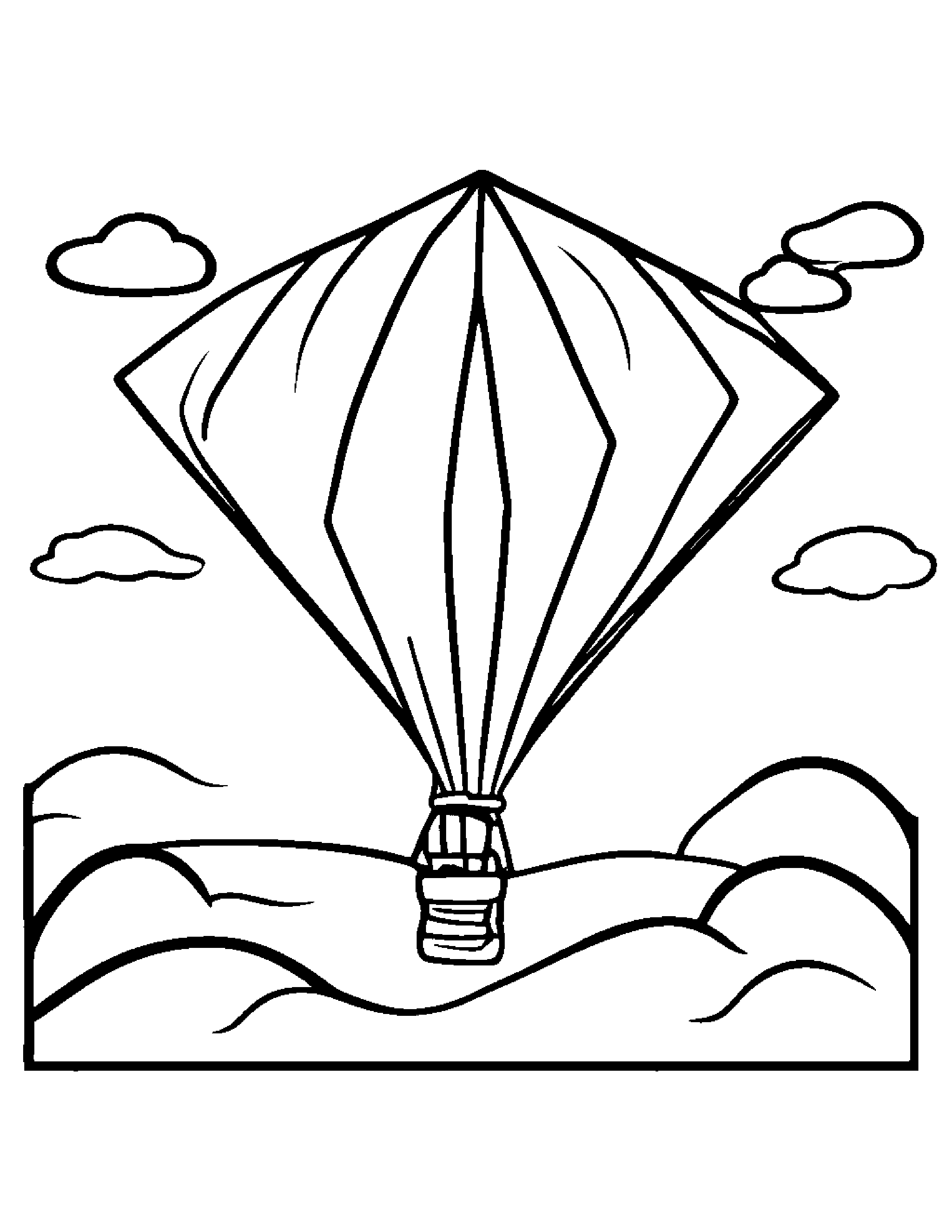 Painter Palette With A Kite #2 Coloring Page (Free Printable PDF)
