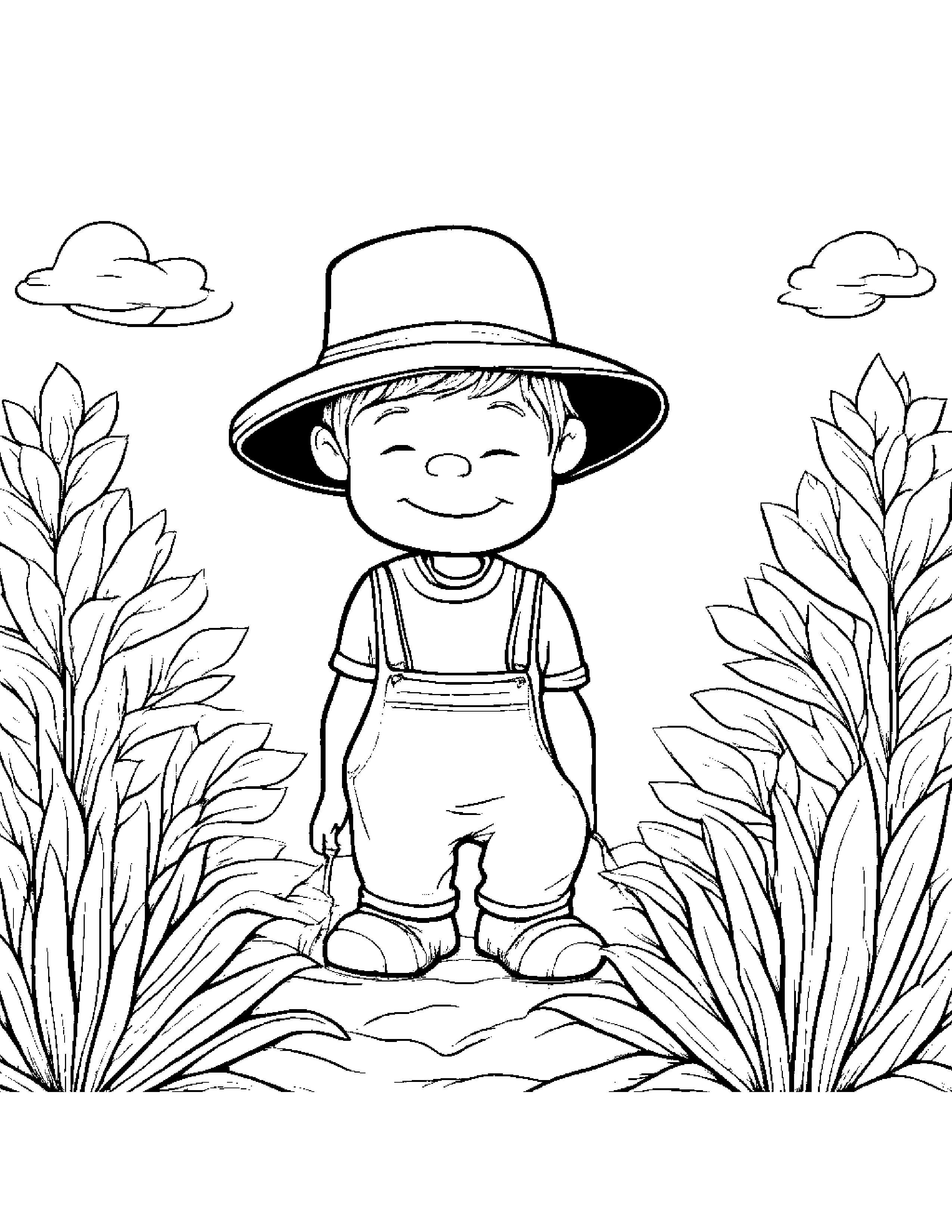 Sleepy Gardener Hat Wearing A Hat Coloring Page (Free Printable PDF)
