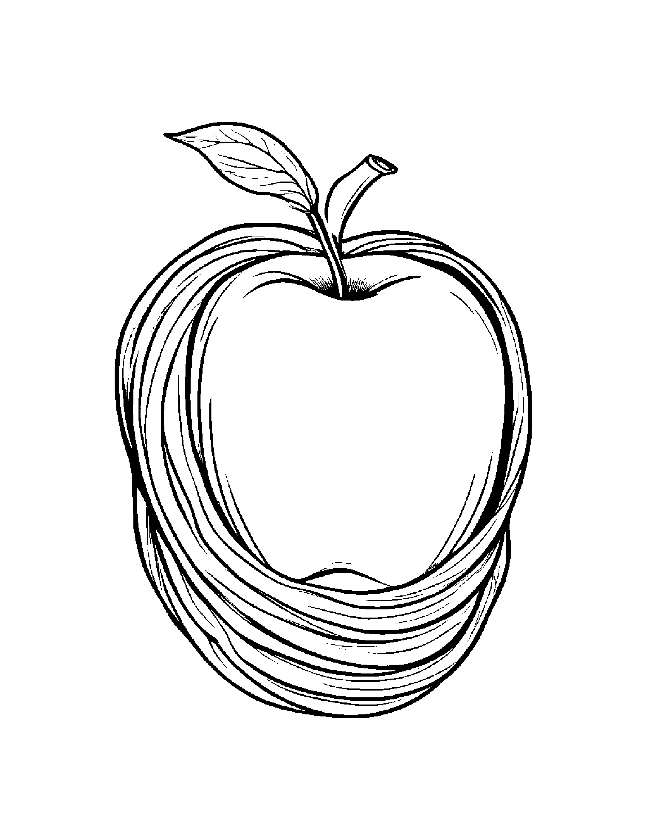 Apple With Scarf Coloring Page (Free Printable PDF)