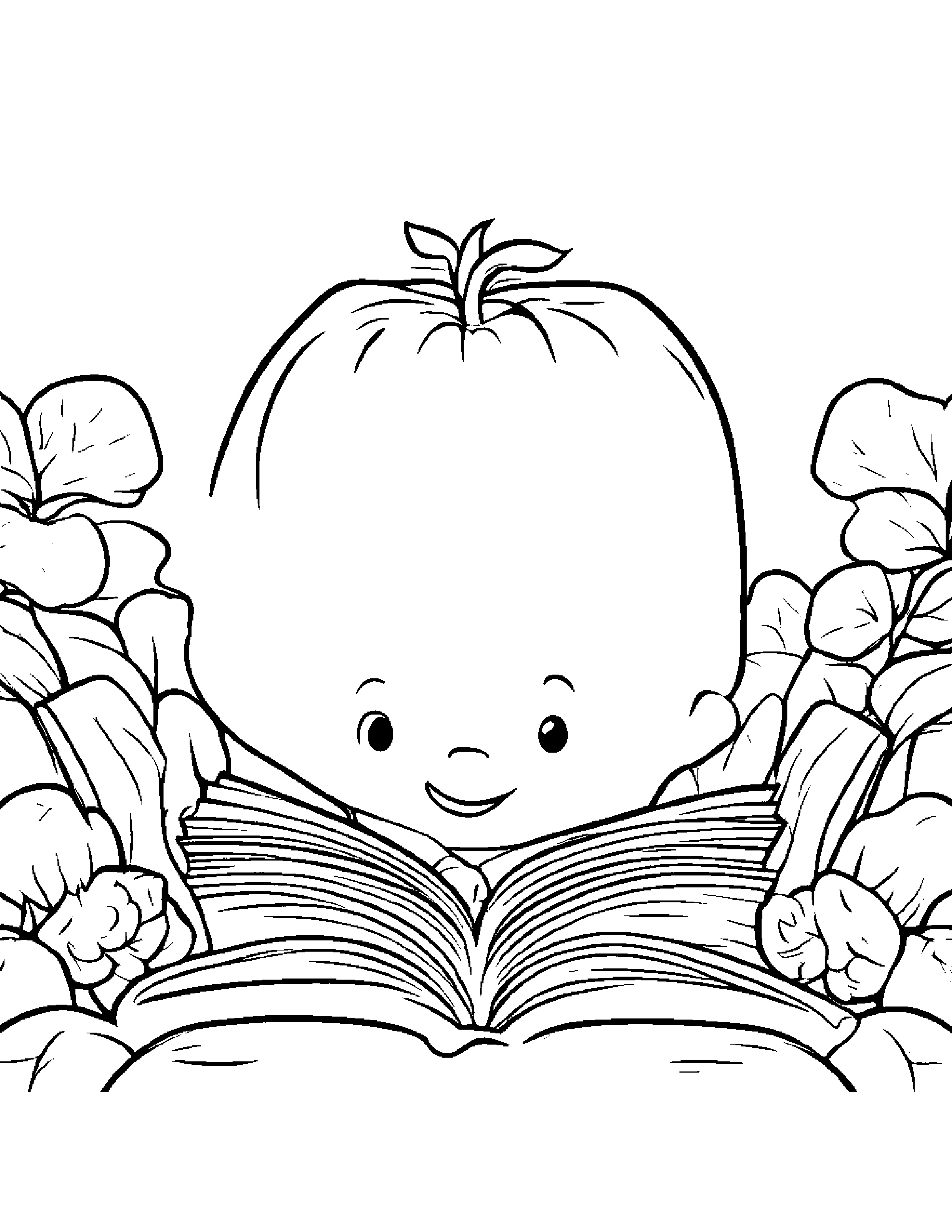 Baby Strawberry Reading A Book Coloring Page (Free Printable PDF)