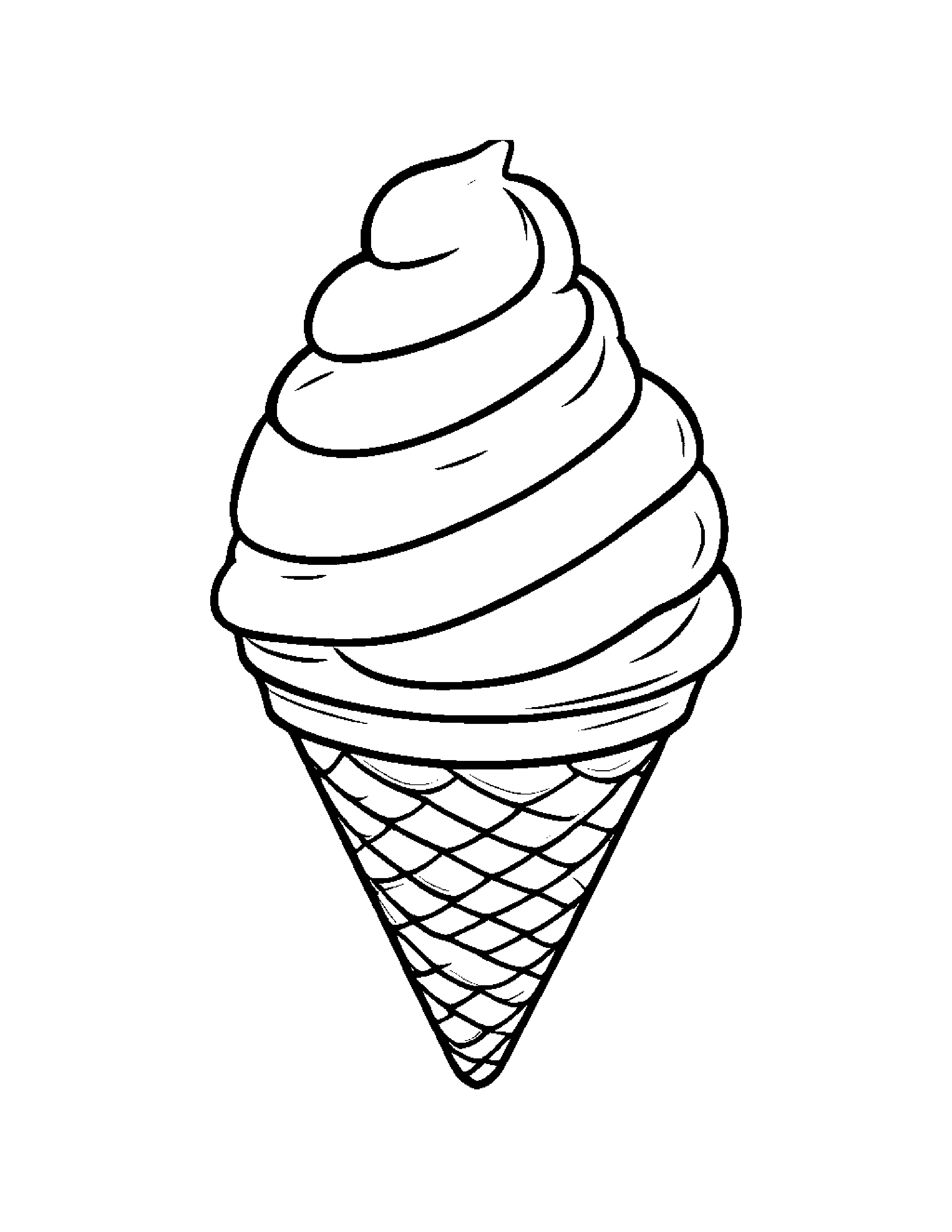 Little Ice Cream Cone With Scarf #2 Coloring Page (Free Printable PDF)