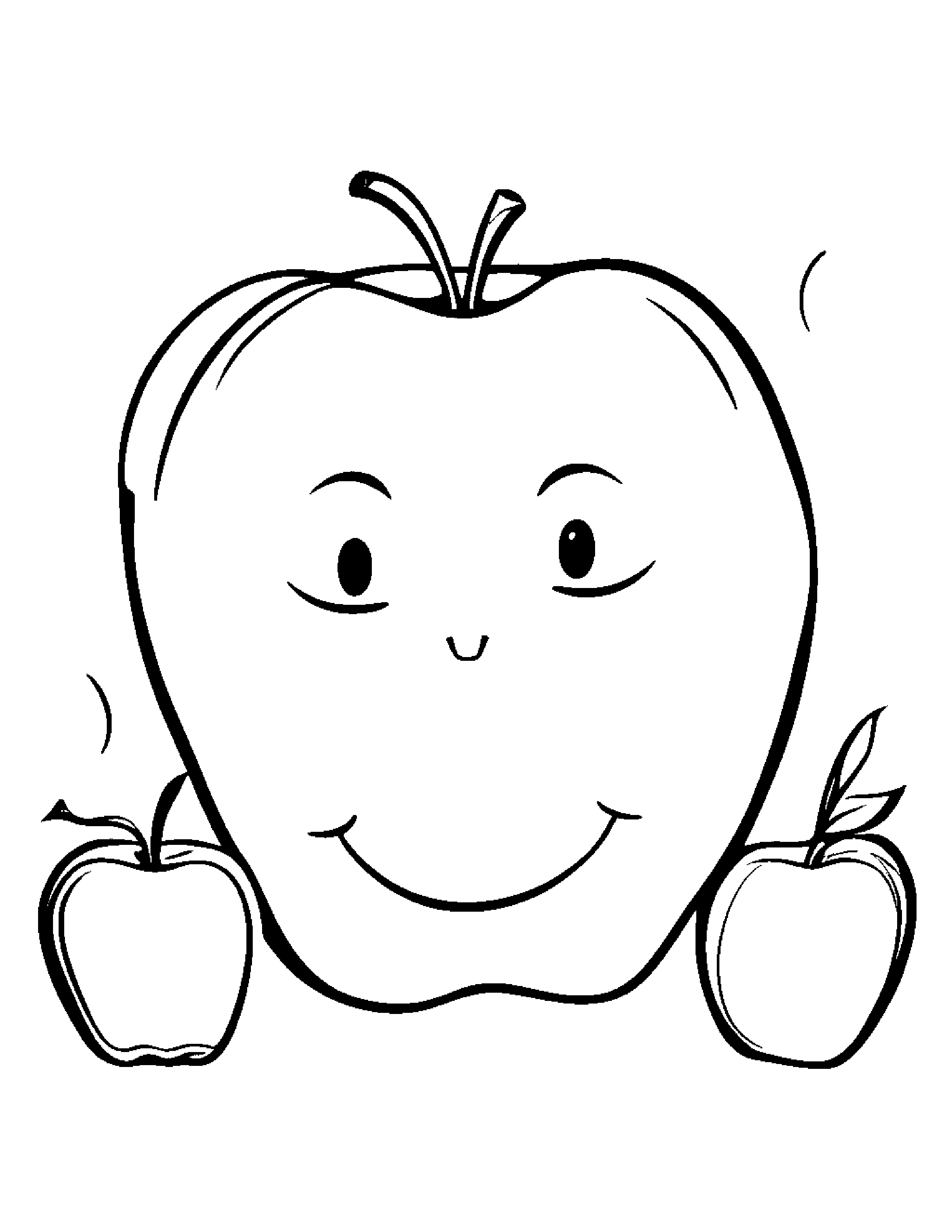 Sleepy Apple #2 Coloring Page (Free Printable PDF)