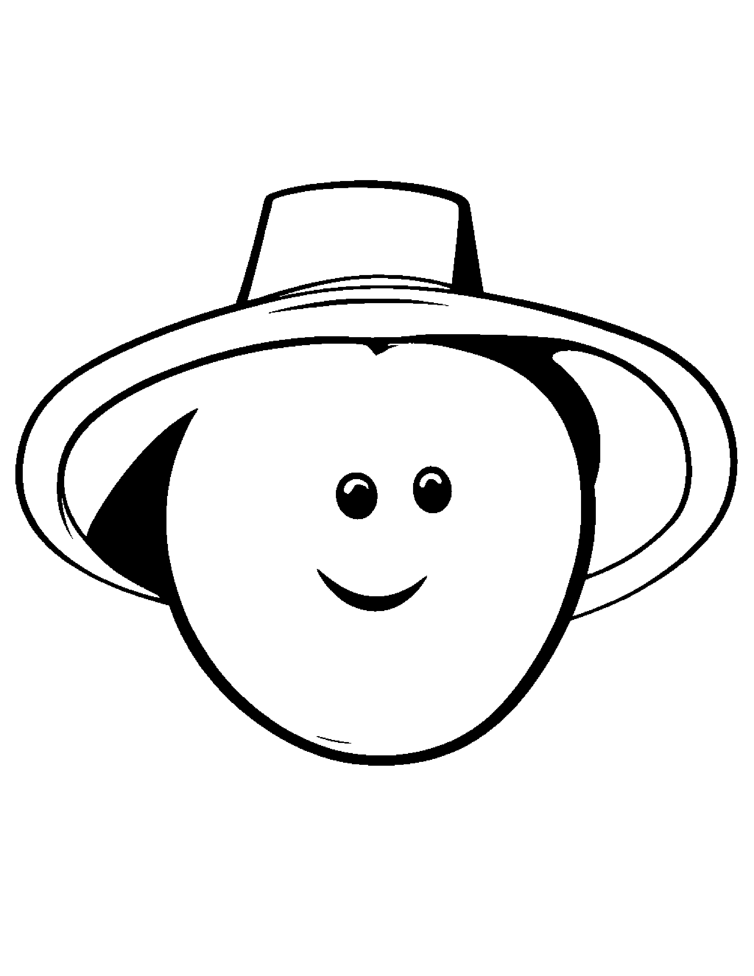 Apple With A Cute Hat #3 Coloring Page (Free Printable PDF)