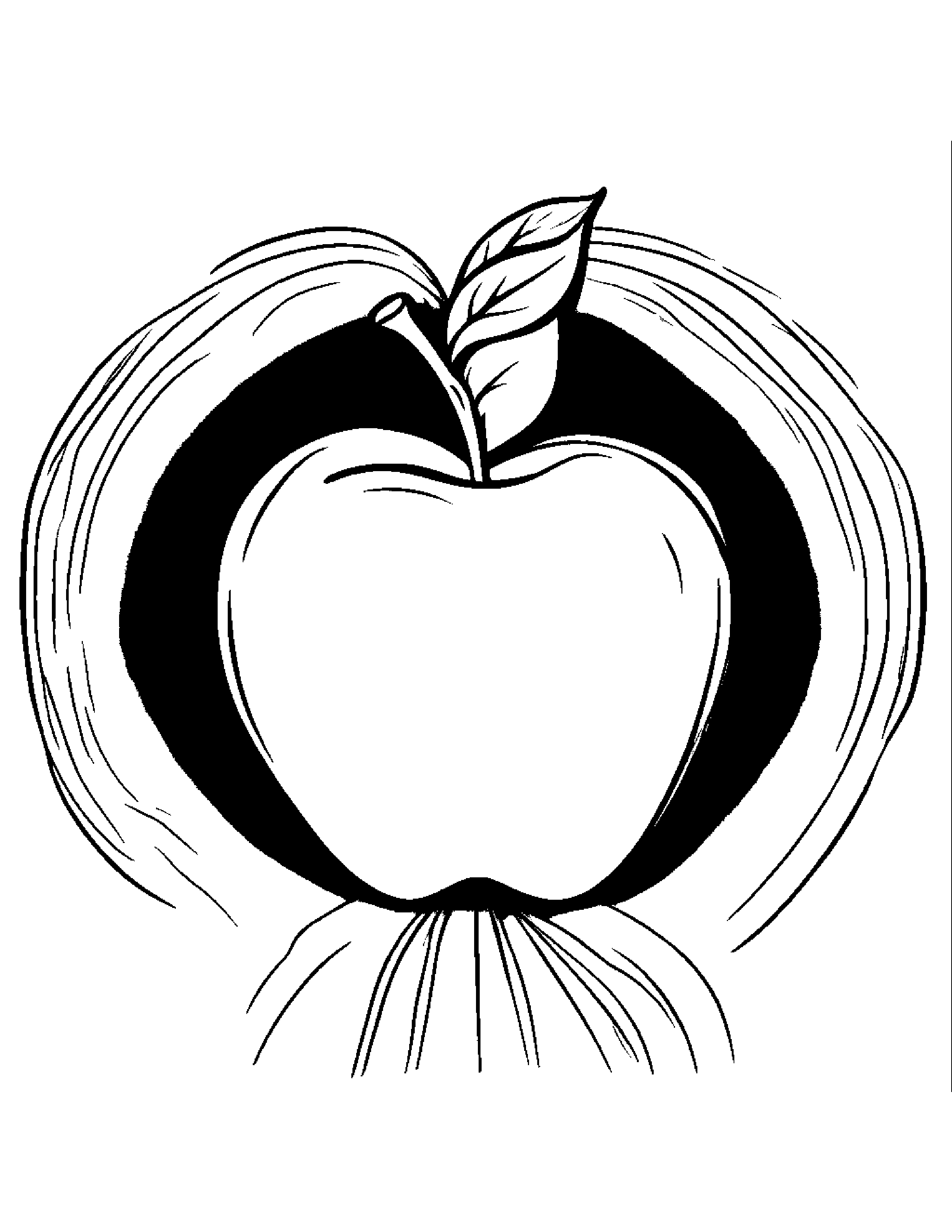 Apple With A Friendly Star #3 Coloring Page (Free Printable PDF)
