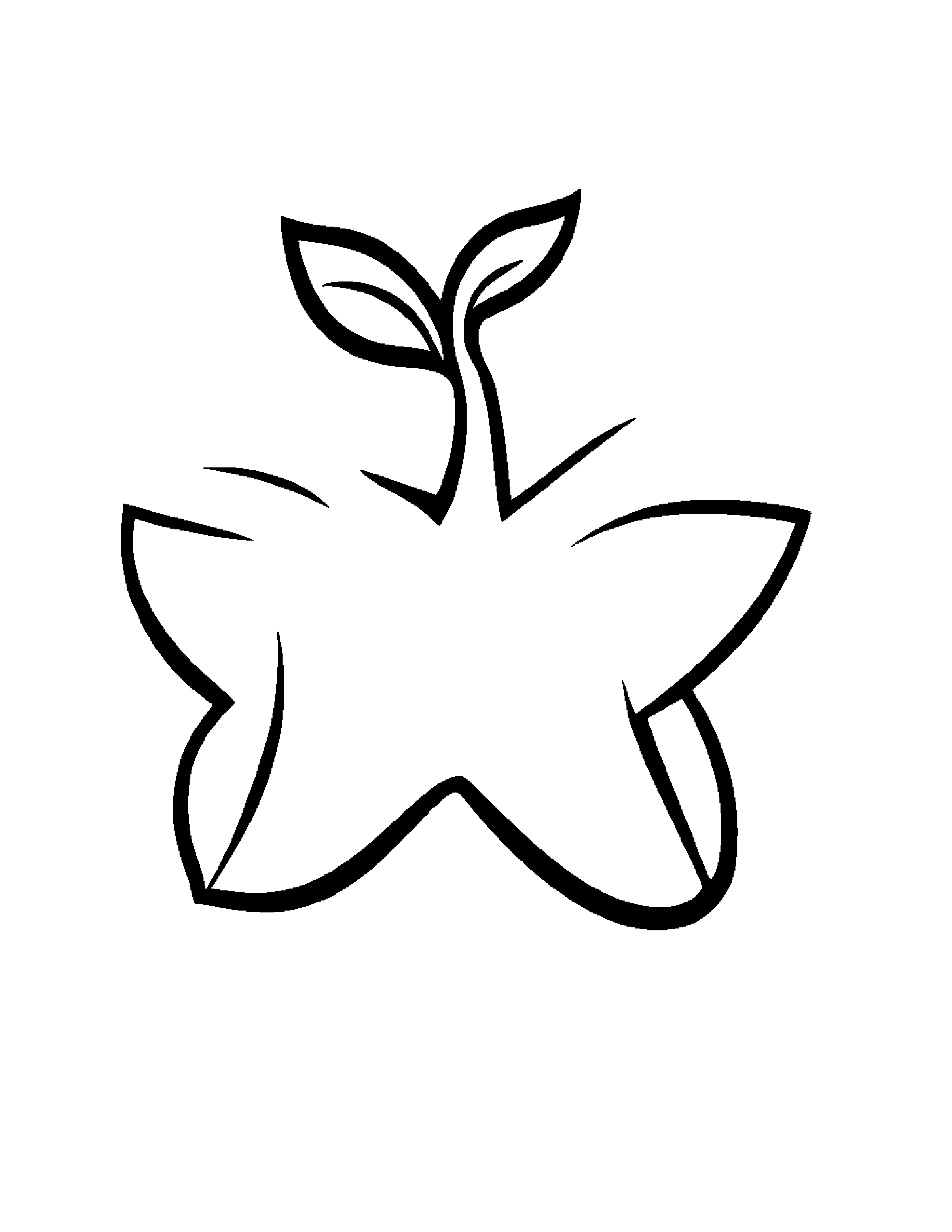 Apple With A Friendly Star Coloring Page (Free Printable PDF)
