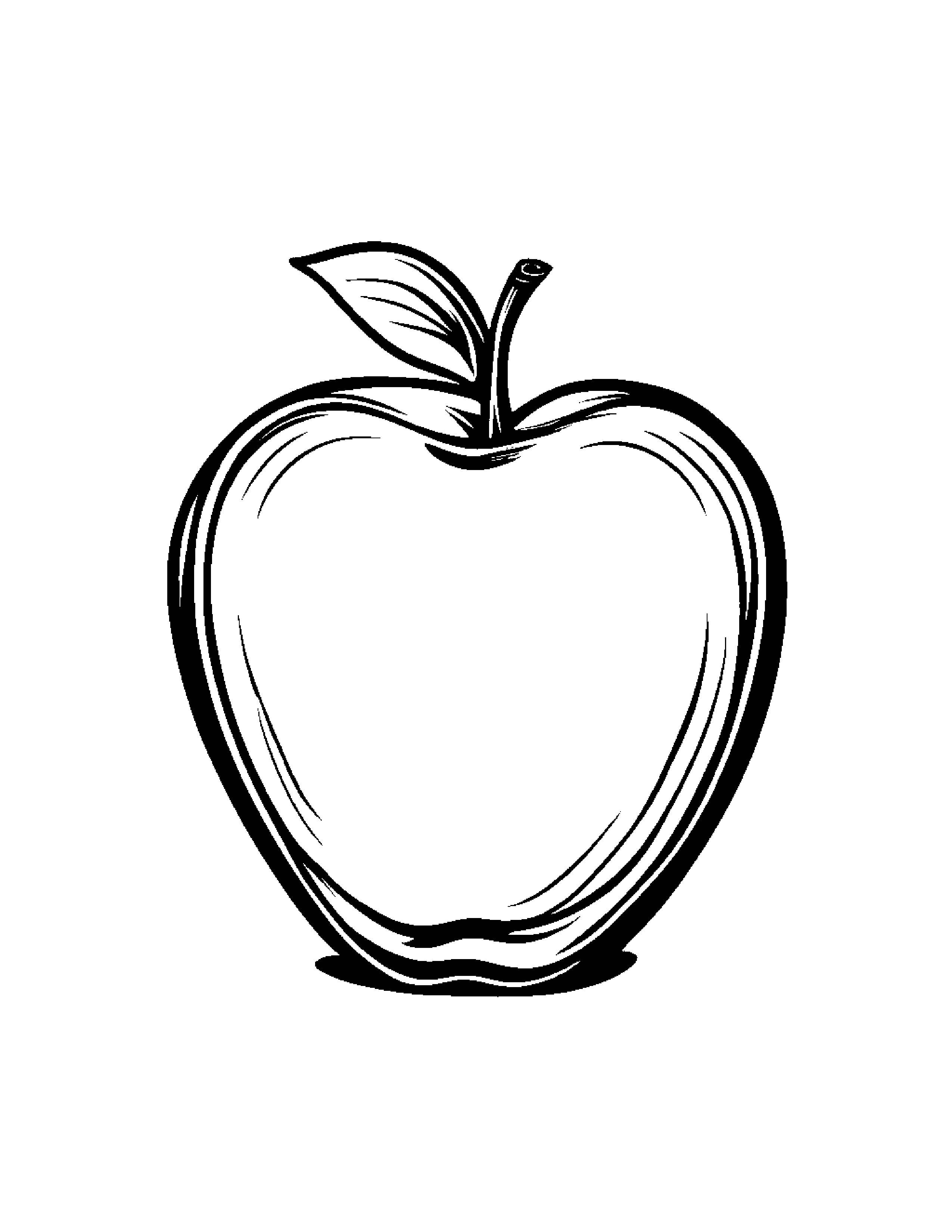 Apple With A Little Heart #2 Coloring Page (Free Printable PDF)