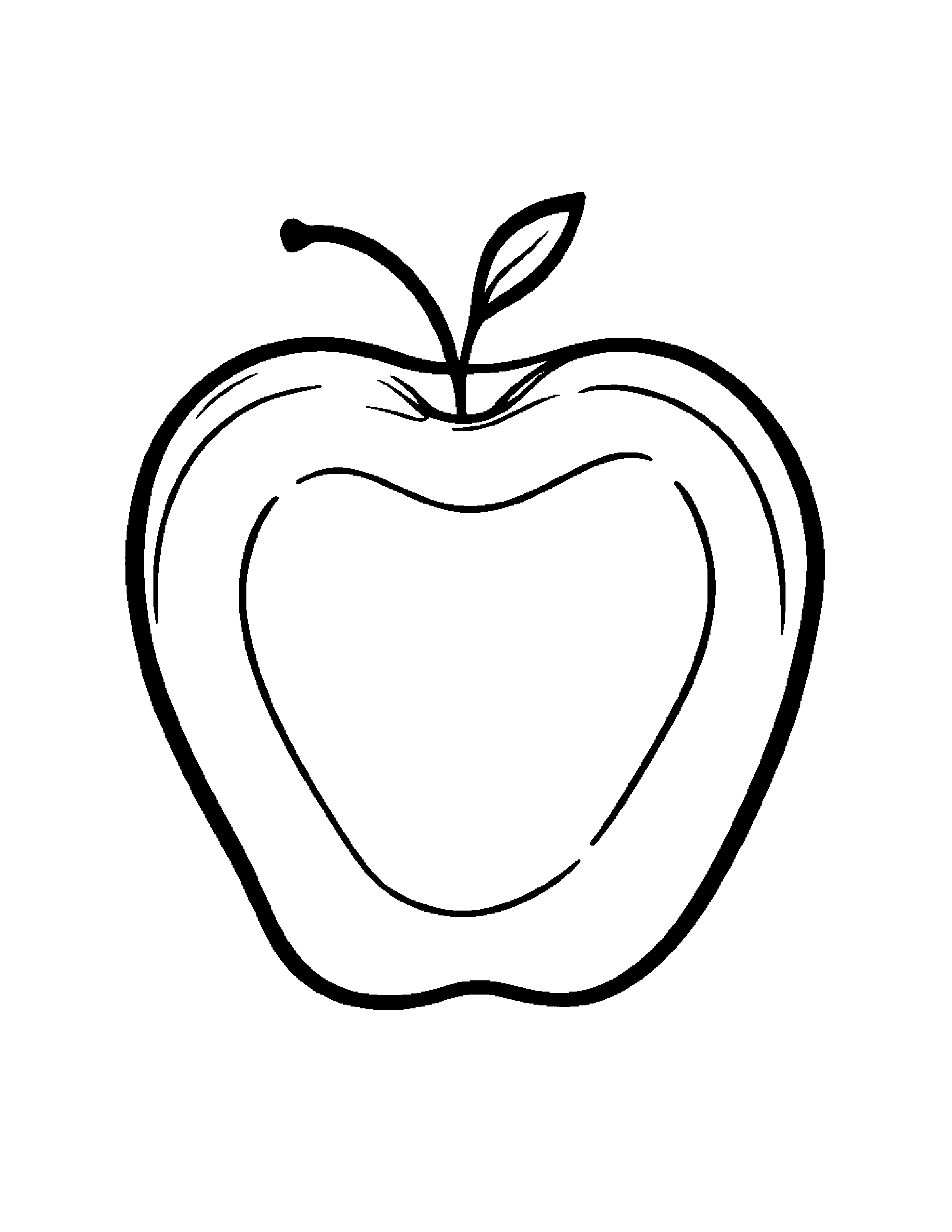 Apple With A Little Heart #3 Coloring Page (Free Printable PDF)